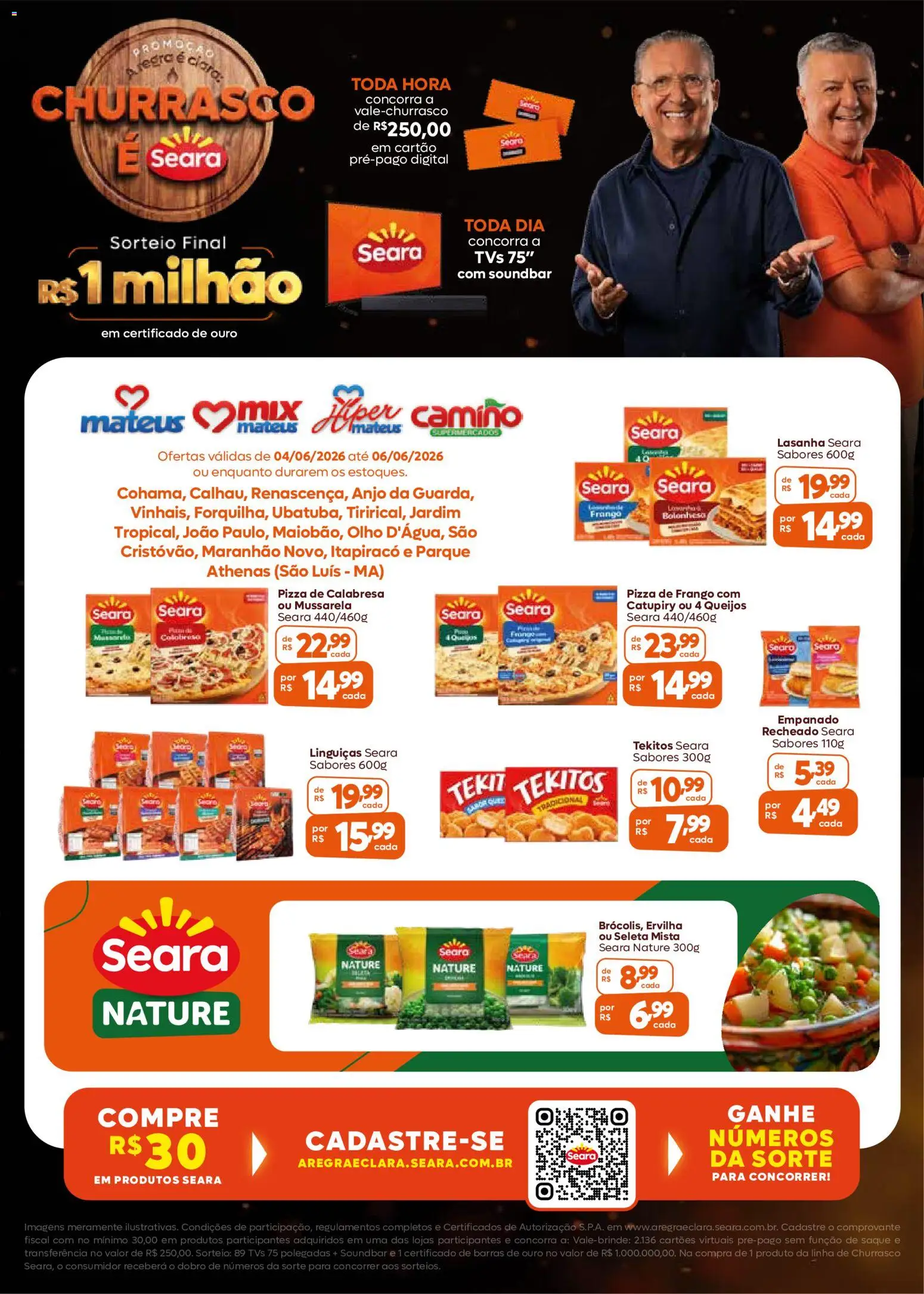Mateus Folheto - válido de 04.06.2026 | Página: 1 | Produtos: Ervilha, Soundbar, Saquê, Mussarela