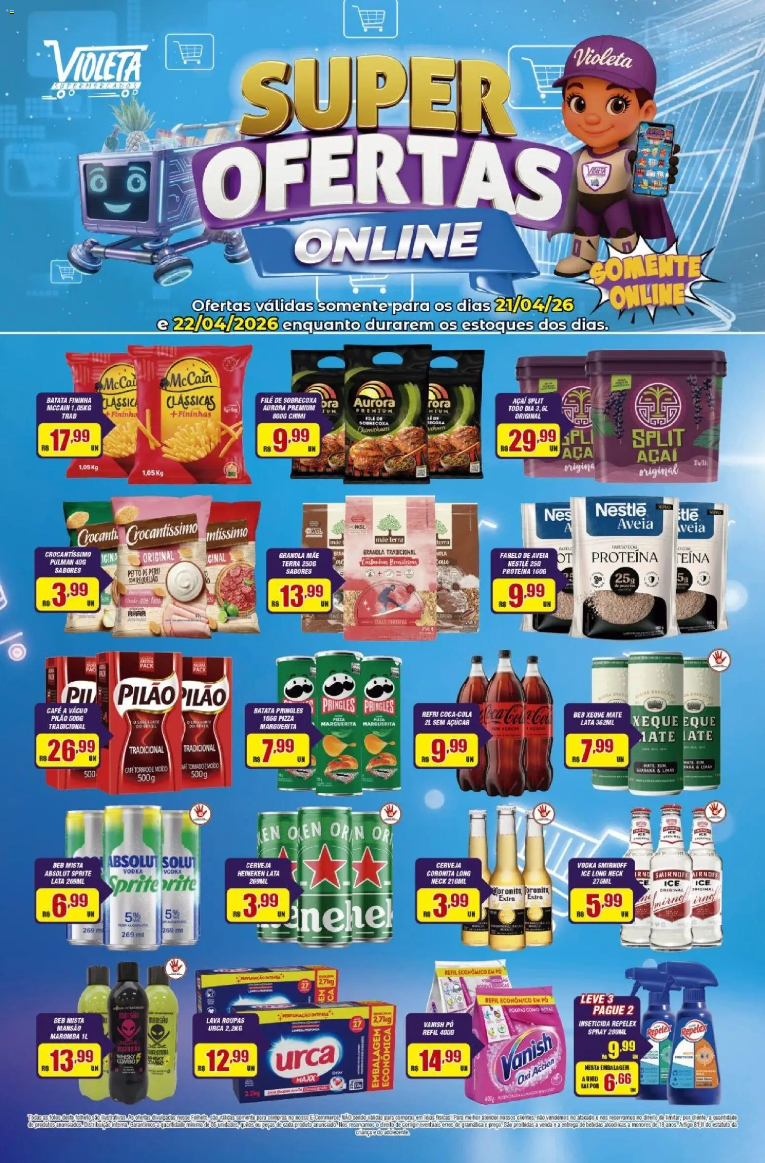 Violeta Supermercados Folheto - válido de 21.04.2026 | Página: 1 | Produtos: Whisky, Heineken, Vodka, Inseticida