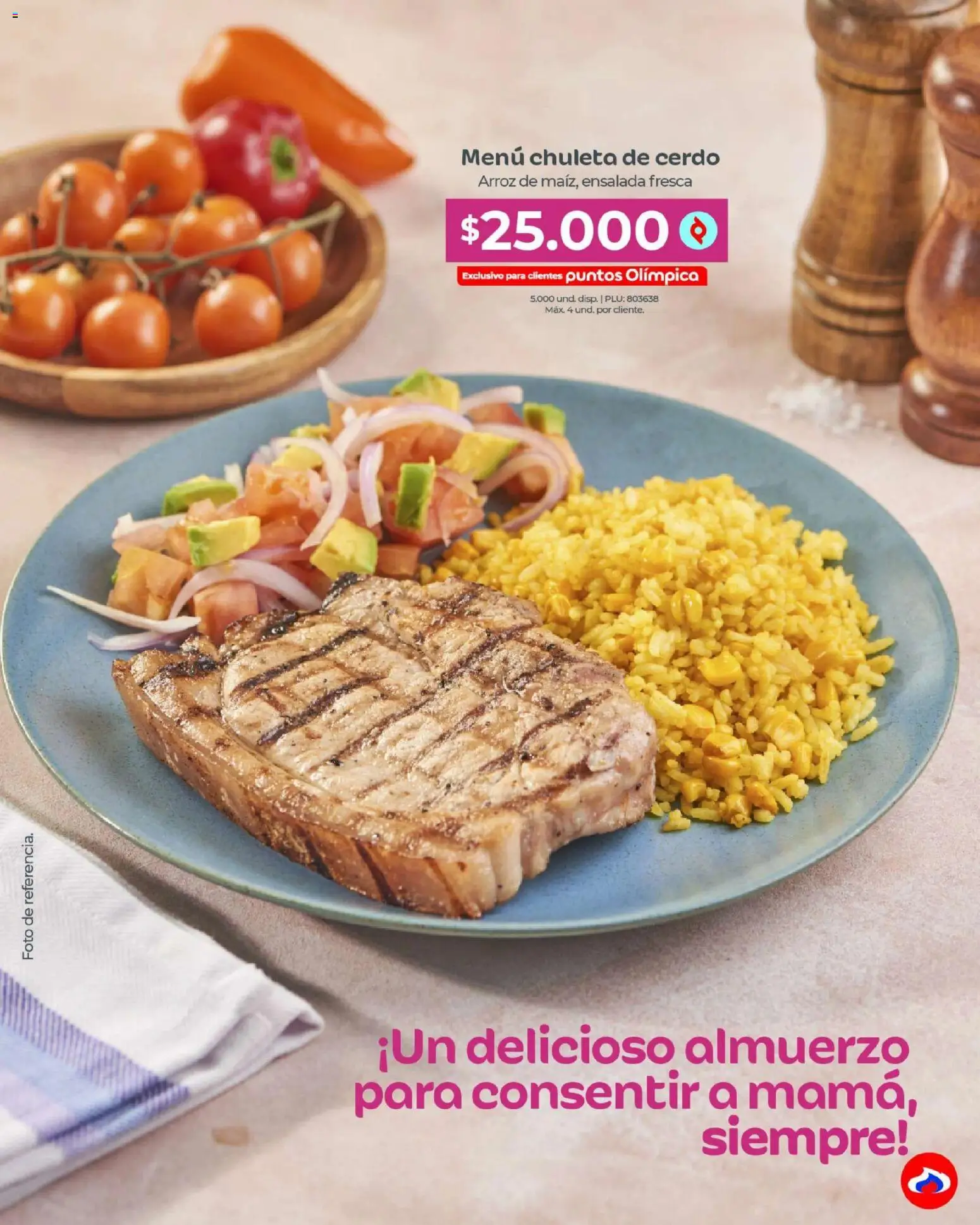 Olímpica revista - valida desde el 04.05.2026 | Página: 28 | Productos: Cerdo, Arroz, Ensalada