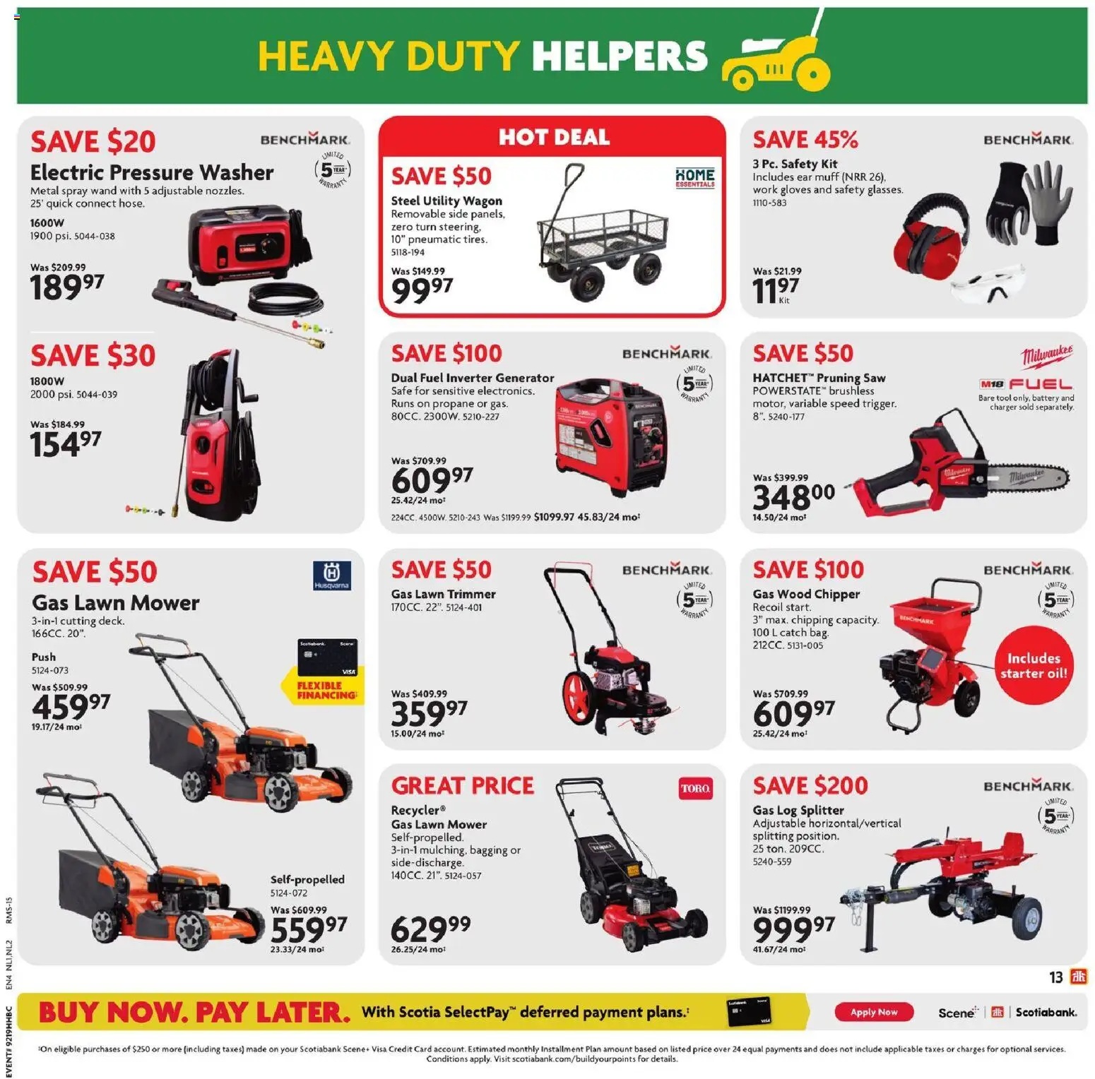 Home Hardware flyer valid from 07.05.2026 | Page: 14 | Products: Gloves, Mower, Battery, Oil