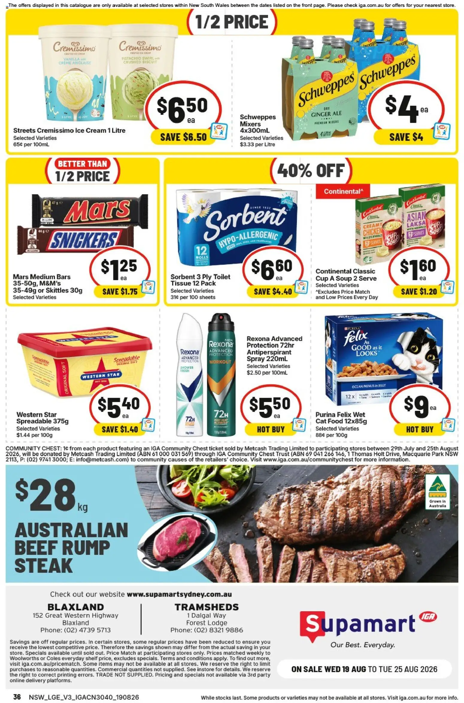 IGA catalogue - valid from 19/08/2026 | Page: 34 | Products: Toilet, Cream, Steak, Snickers