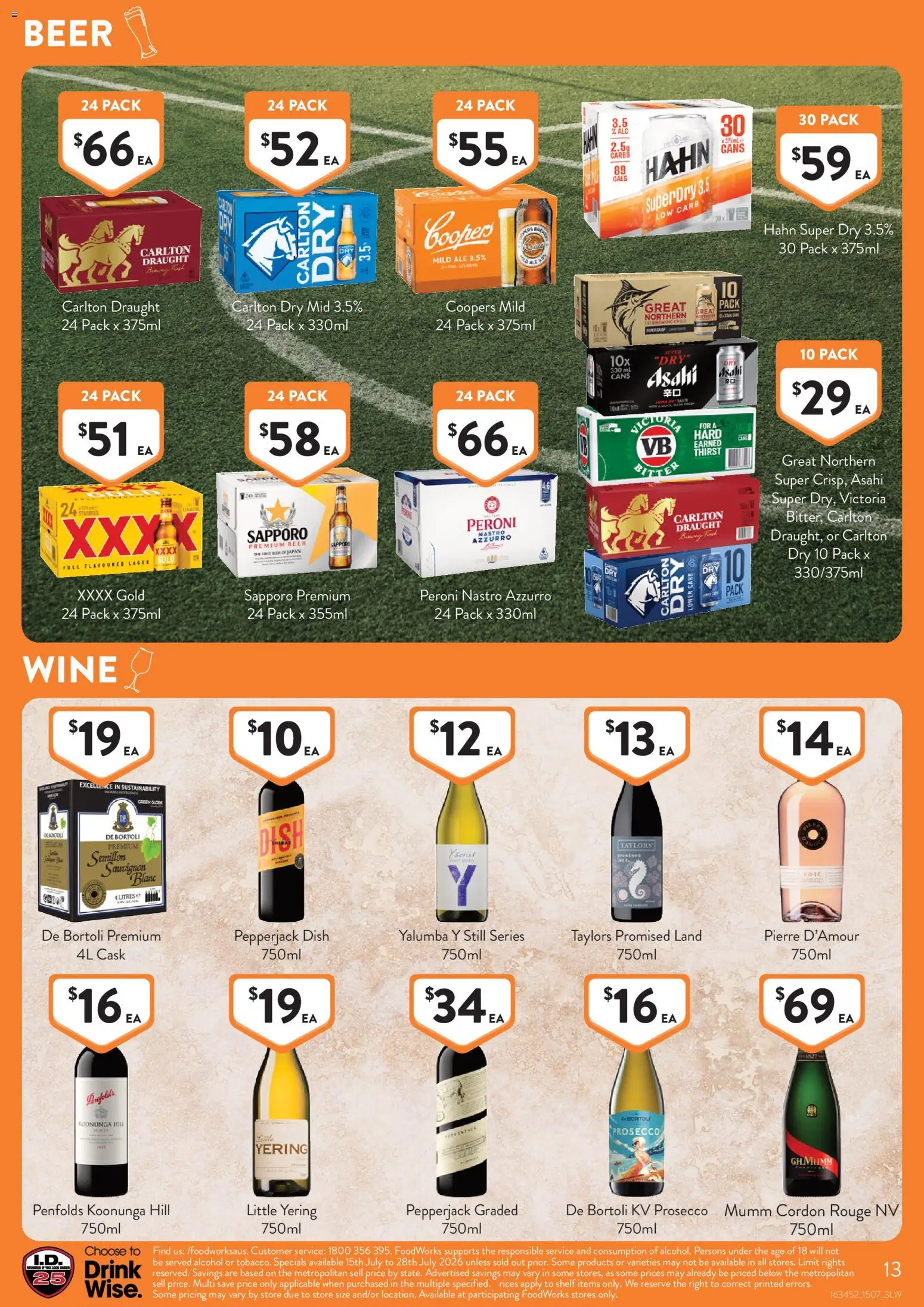 Foodworks catalogue - valid from 22/07/2026 | Page: 13 | Products: Shelf, Wine, Beer