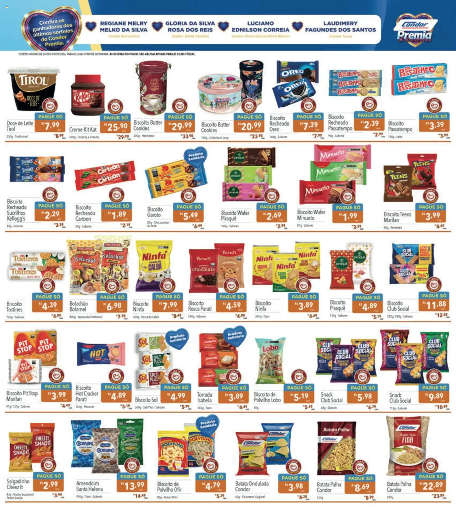 Supermercados Condor Folheto - válido de 26/08/2026 | Página: 5 | Produtos: Amendoim, Batata palha, Doce, Cookies