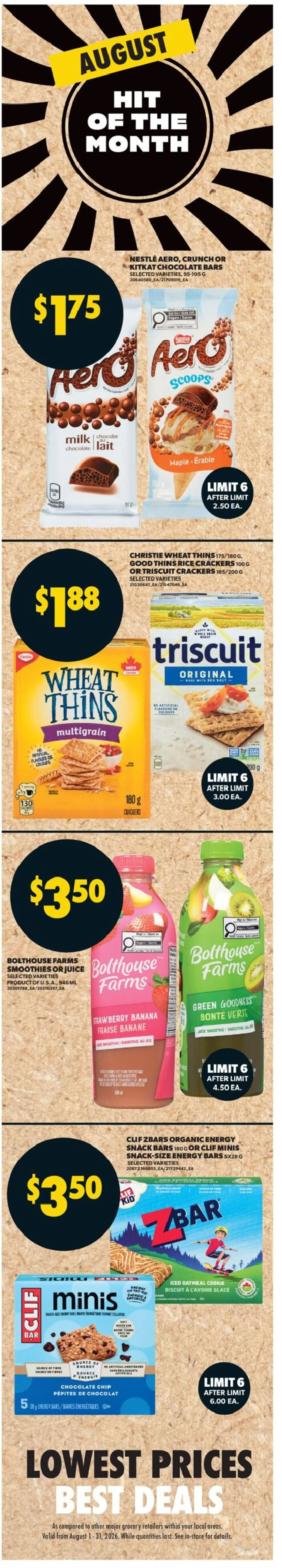 Real Canadian Superstore flyer valid from Aug 13, 2026 | Page: 6 | Products: Rice, Milk, Chocolate, Juice