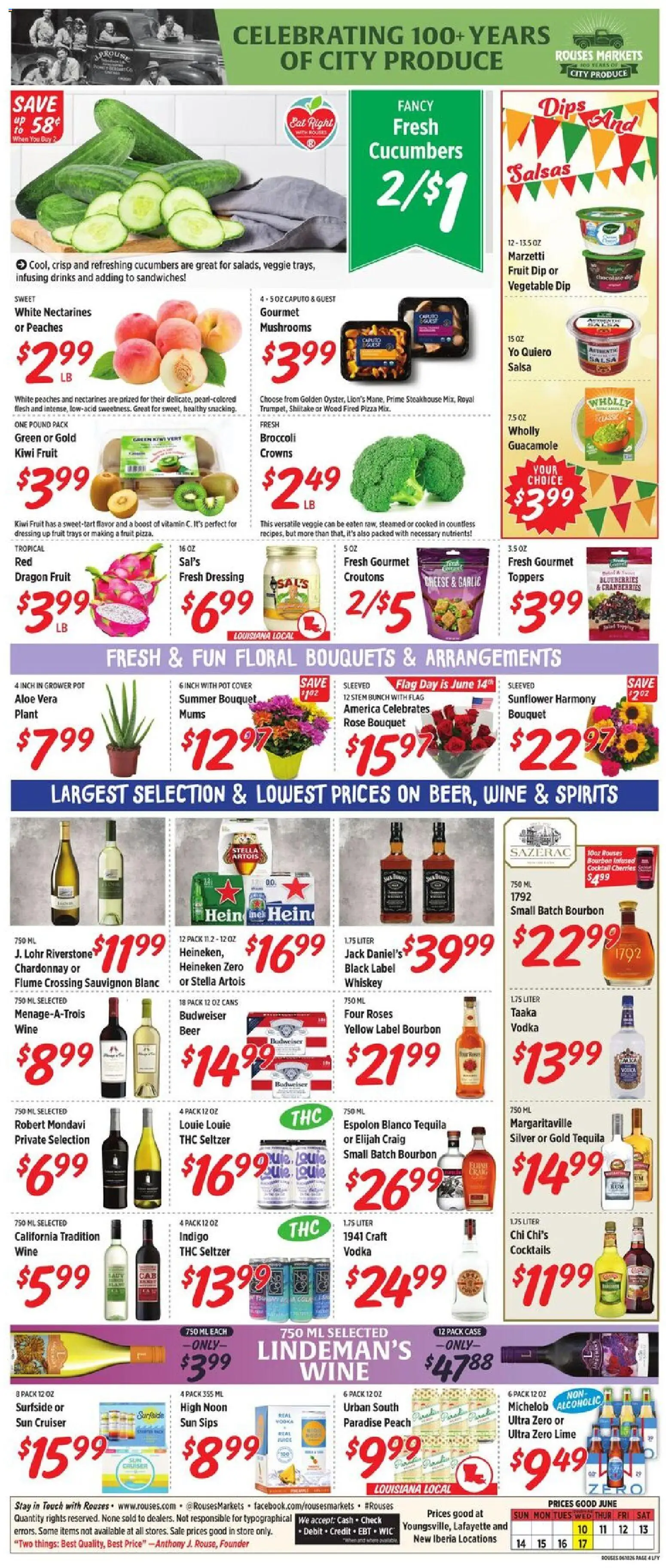 Rouses Weekly Ad - valid from 10.06.2026 | Page: 6 | Products: Beer, Kiwi, Vodka, Garlic
