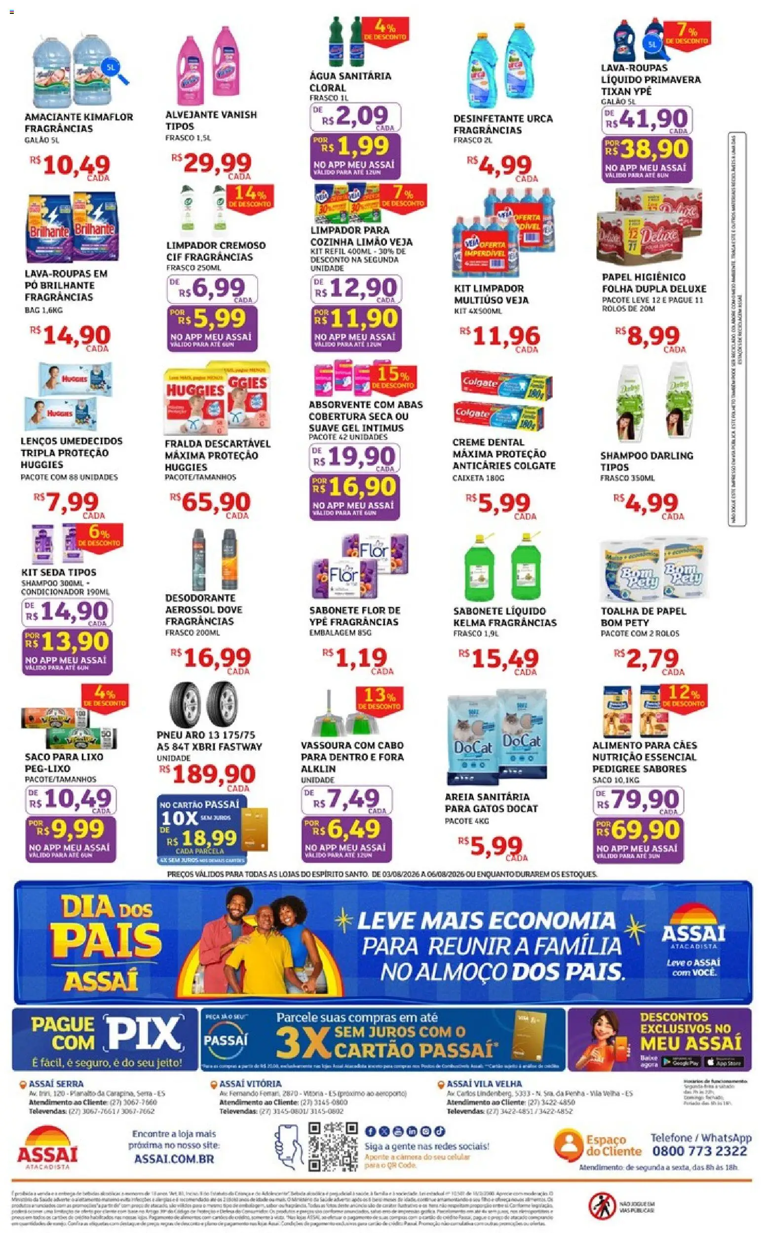 Assaí Atacadista Folheto - válido de 03/08/2026 | Página: 4 | Produtos: Saco para lixo, Condicionador, Telefone, Papel higiênico