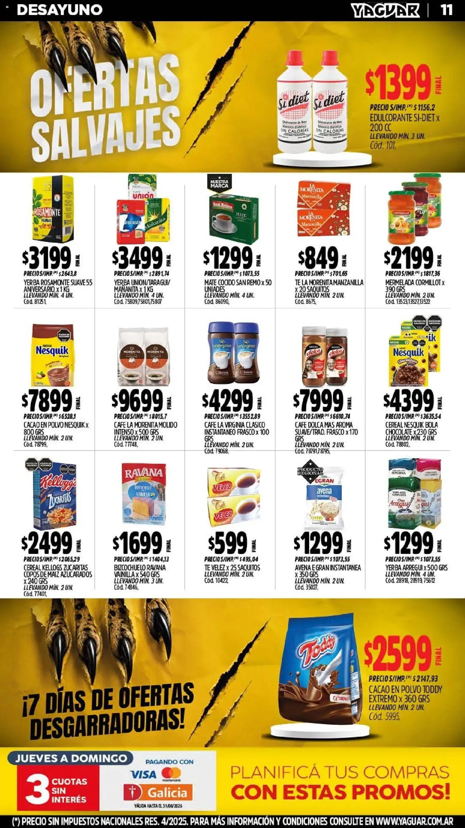 Yaguar - Oferta Semanal Córdoba │ válido desde el 10/08/2026 | Página: 12 | Productos: Copos, Vainilla, Yerba, Maiz