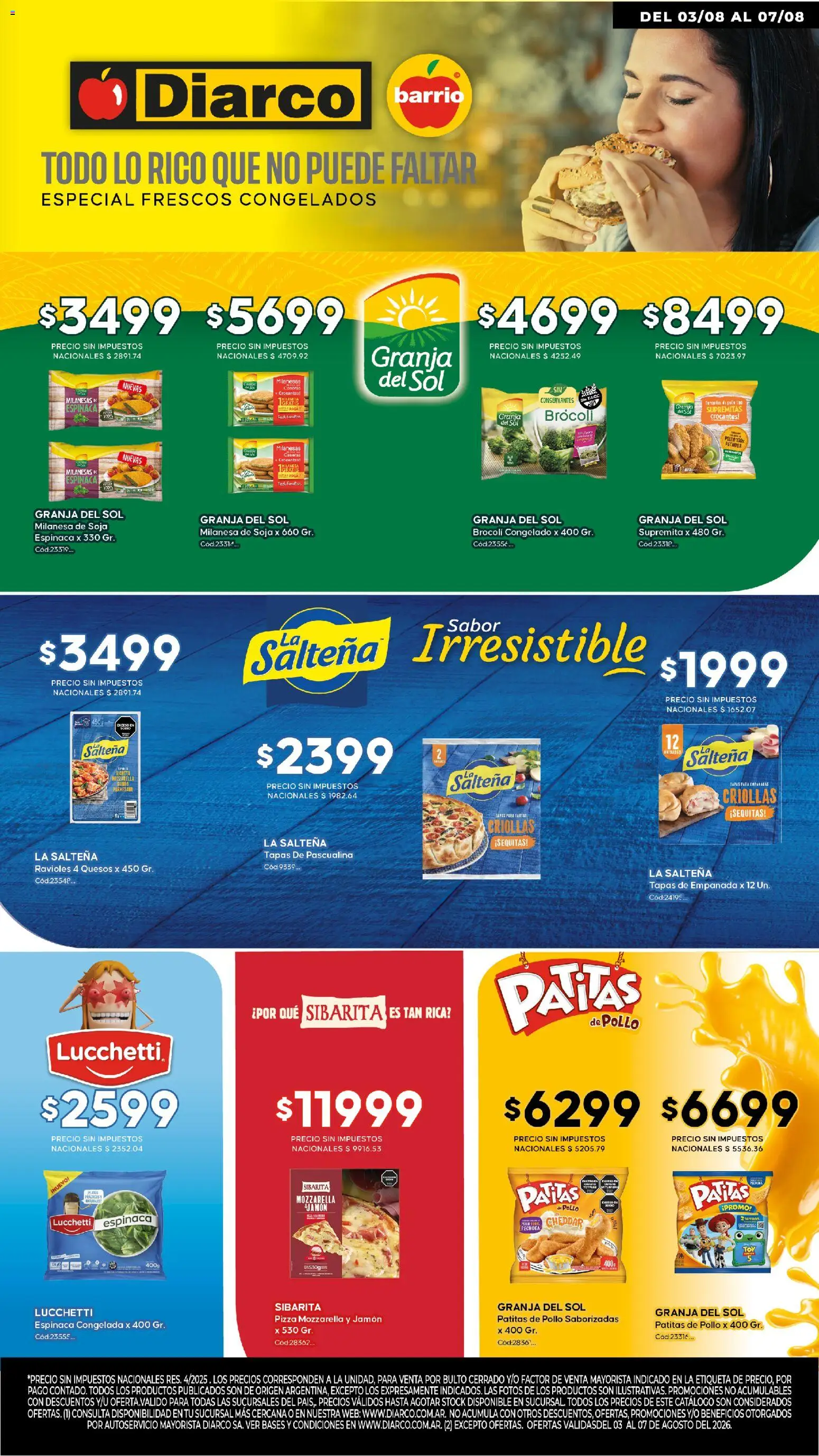 Diarco Especial Molinos │ válido desde el 03/08/2026 | Página: 1 | Productos: Pollo, Jamón, Pizza, Espinaca