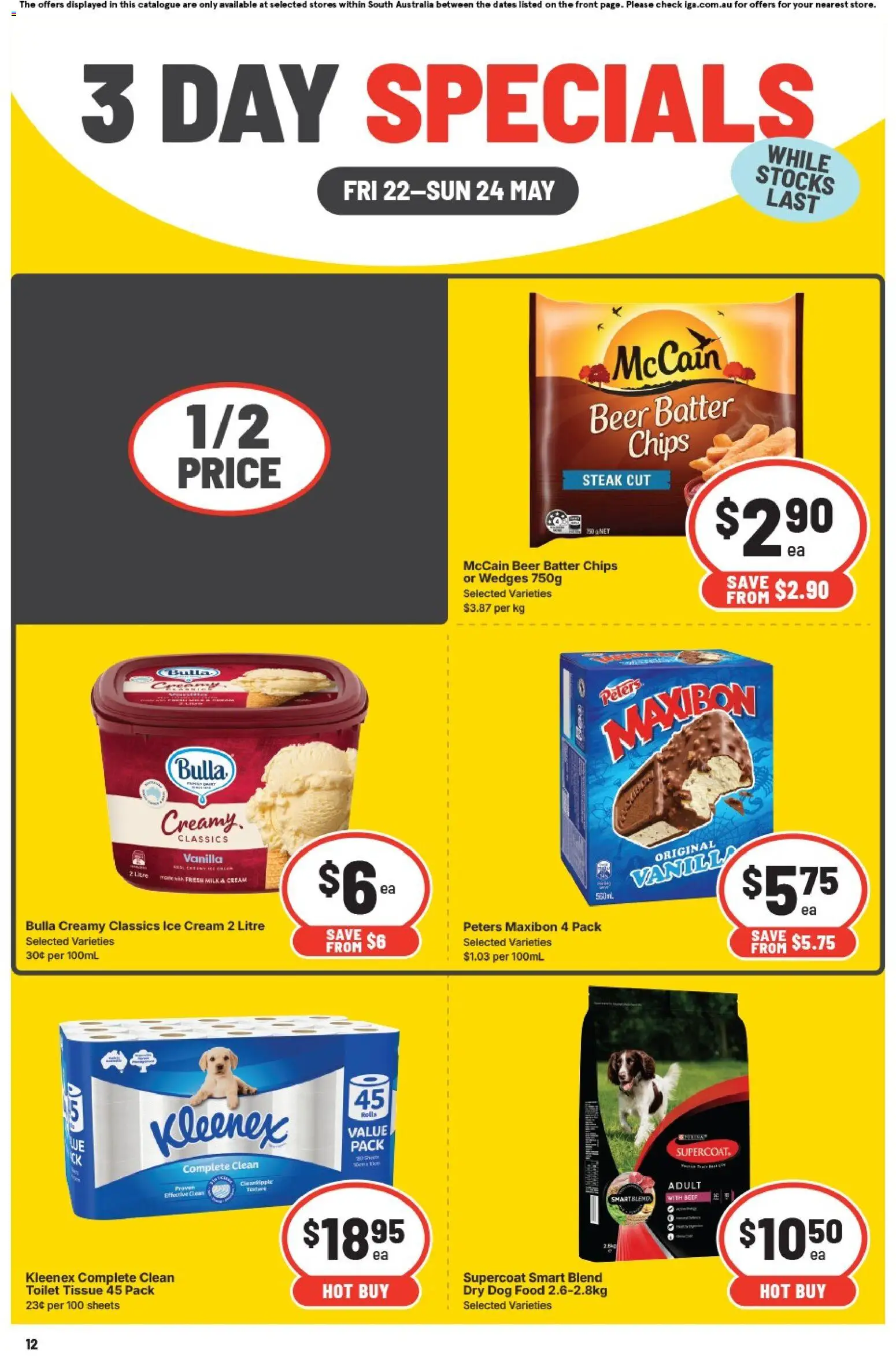 IGA catalogue - valid from 22.05.2026 | Page: 4 | Products: Milk, Beef, Dog food, Cream