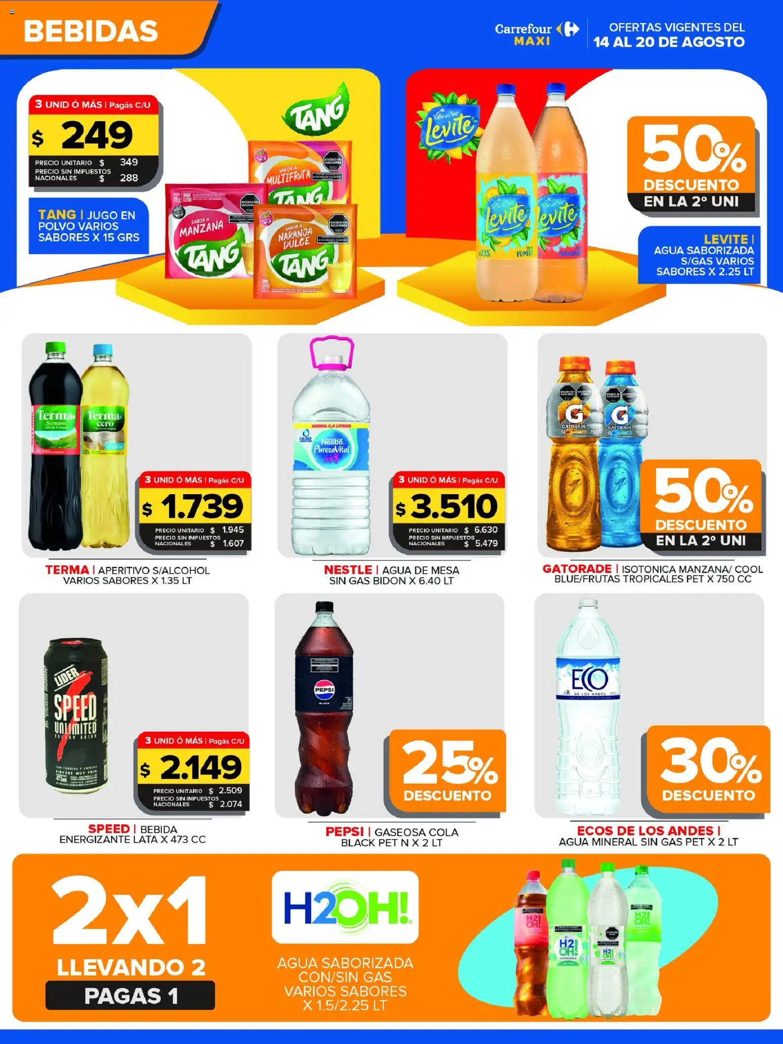 Carrefour Maxi catálogo │ válido desde el 14/08/2026 | Página: 2 | Productos: Bidón, Bebidas, Manzana, Agua mineral