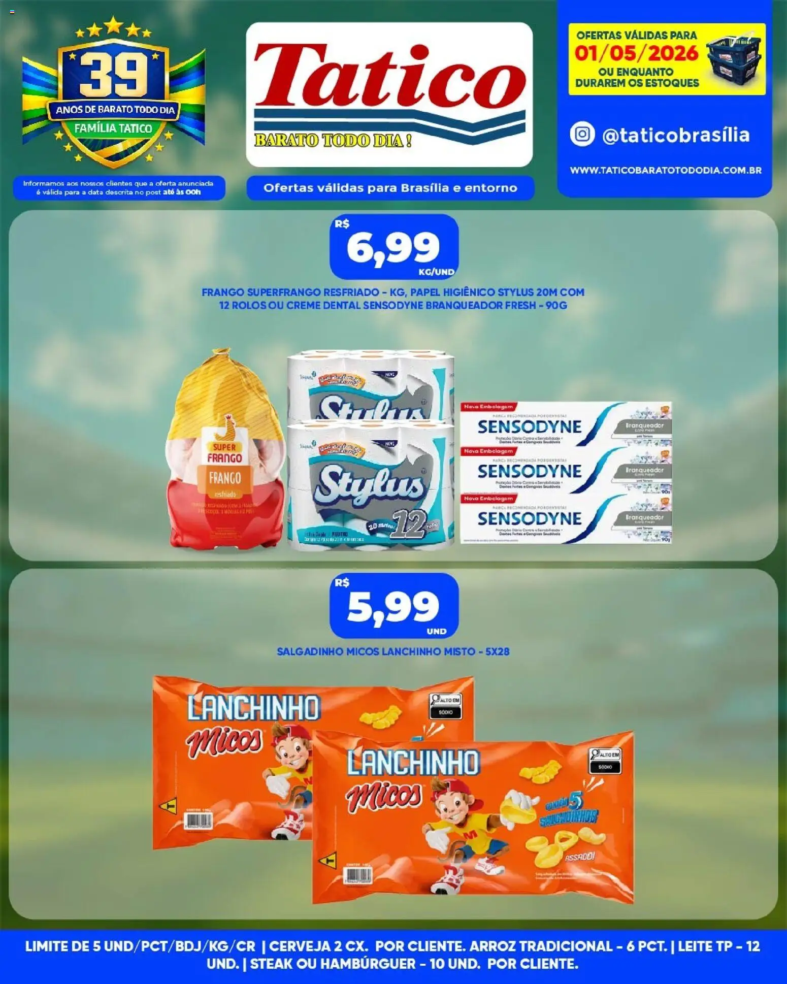 Tatico Folheto - válido de 01.05.2026 | Página: 6 | Produtos: Leite, Creme, Creme dental, Papel higiênico