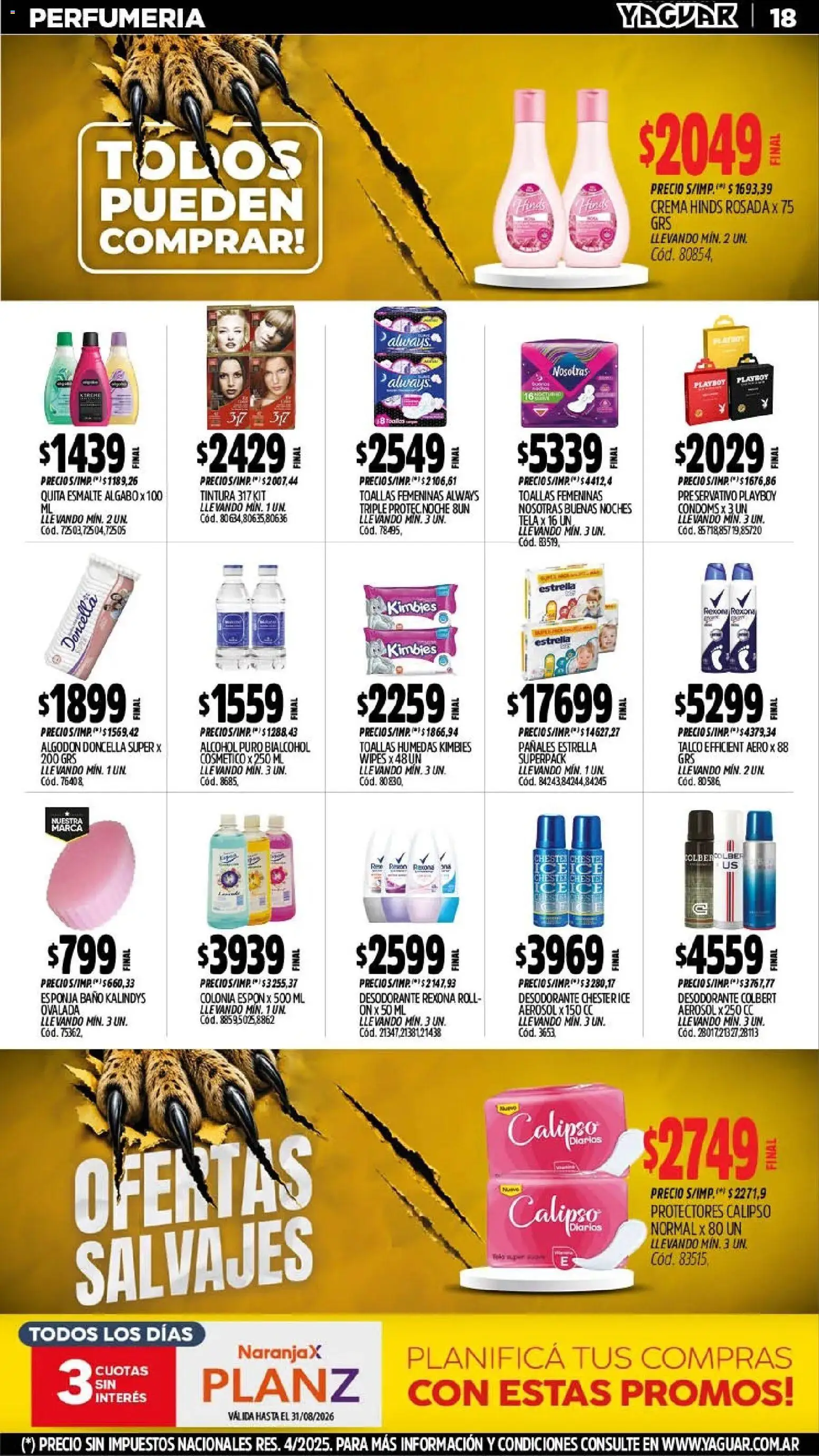 Yaguar - Oferta Semanal Salta │ válido desde el 10/08/2026 | Página: 21 | Productos: Toallas, Baño, Diarios, Crema