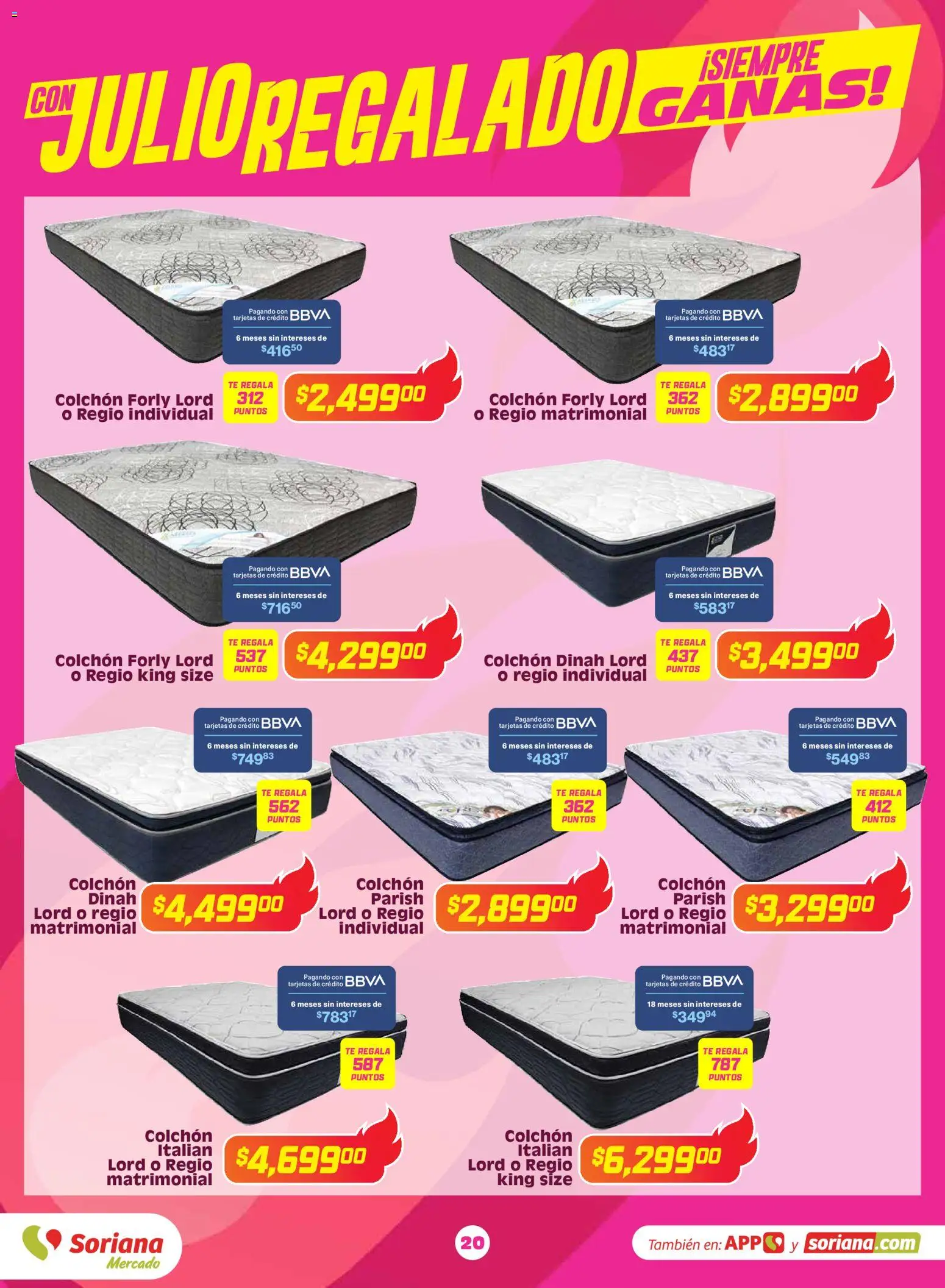 Nuevas ofertas de Soriana válidas en toda la República Mexicana desde el 03.06.2026. ¡Encuentra las mejores ofertas en Soriana Con Julio Regalado siempre ganas Mercado Nacional! | Página: 19 | Productos: Colchón, Té