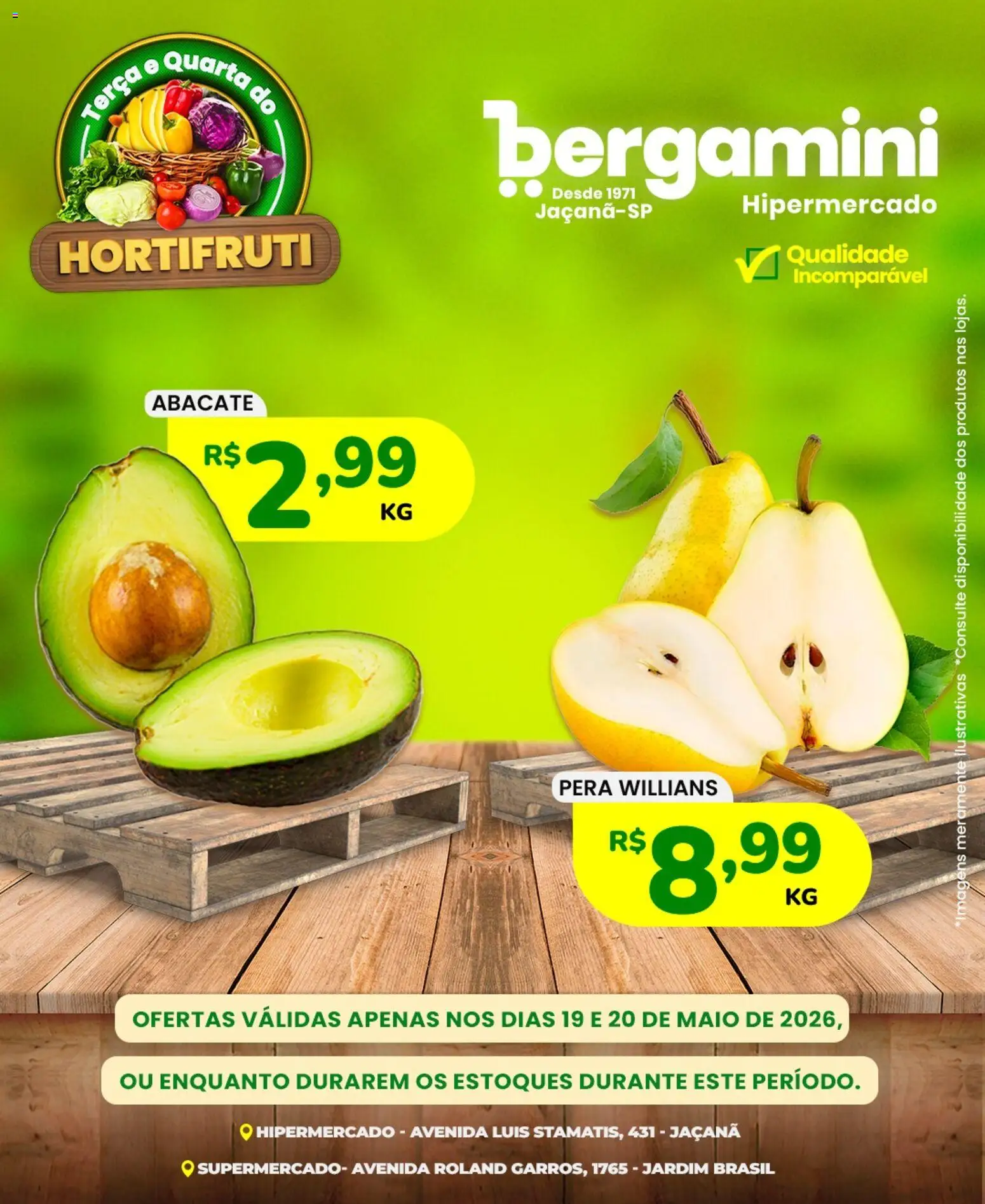 Supermercado Bergamini Folheto - válido de 19.05.2026 | Página: 3 | Produtos: Pera, Maiô