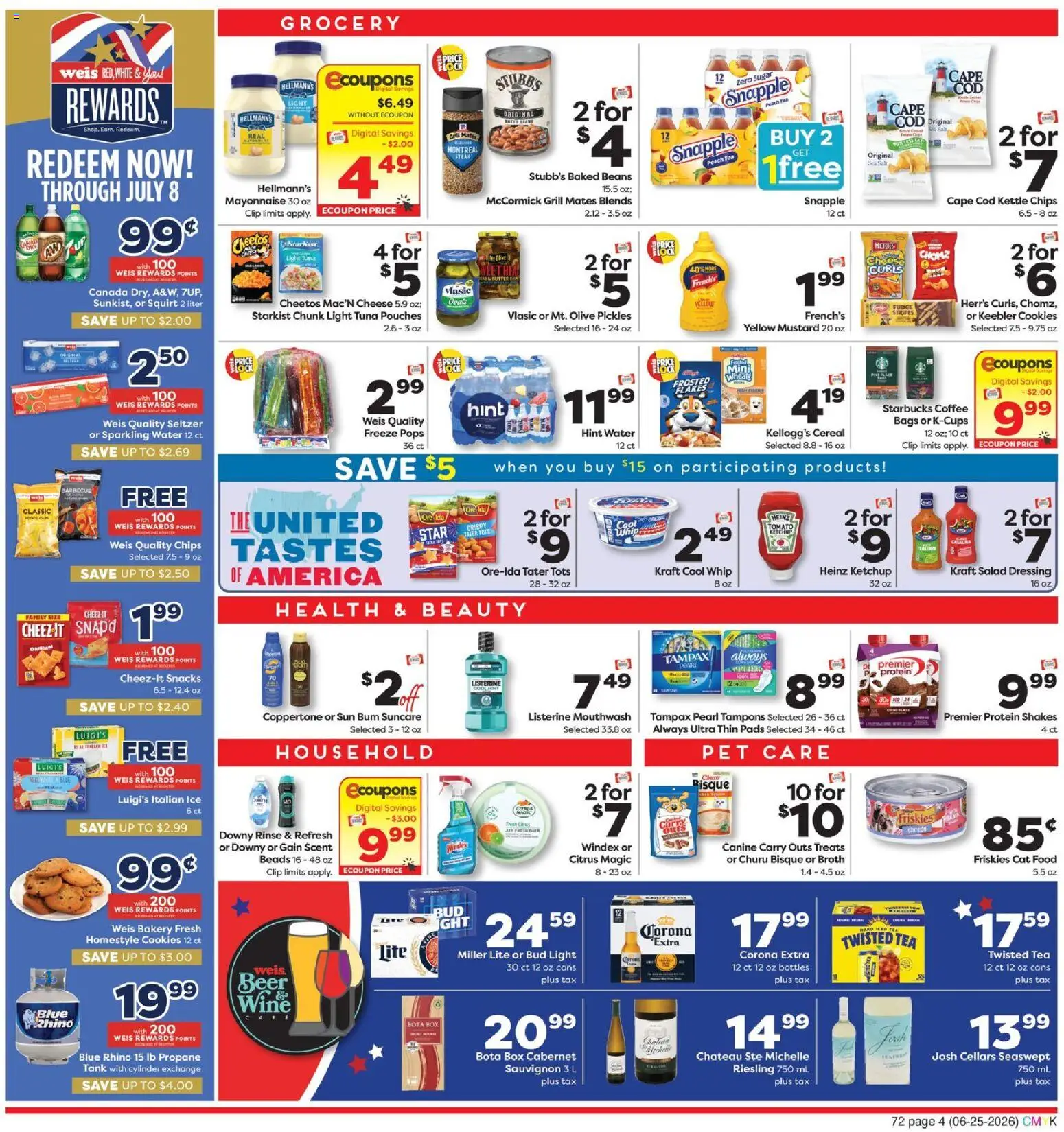 Weis Weekly Circular - WV - valid from 06/25/2026 | Page: 4 | Products: Tea, Tampons, Sugar, Peach