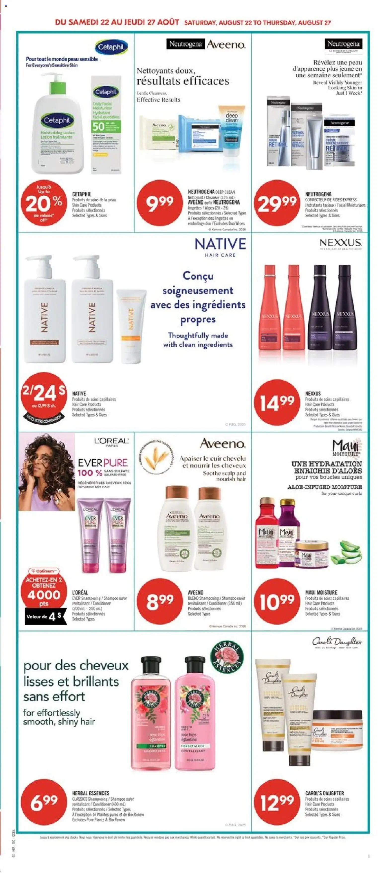 Pharmaprix flyer valid from Aug 22, 2026 | Page: 11 | Products: Shampoo, Conditioner, Ingredients