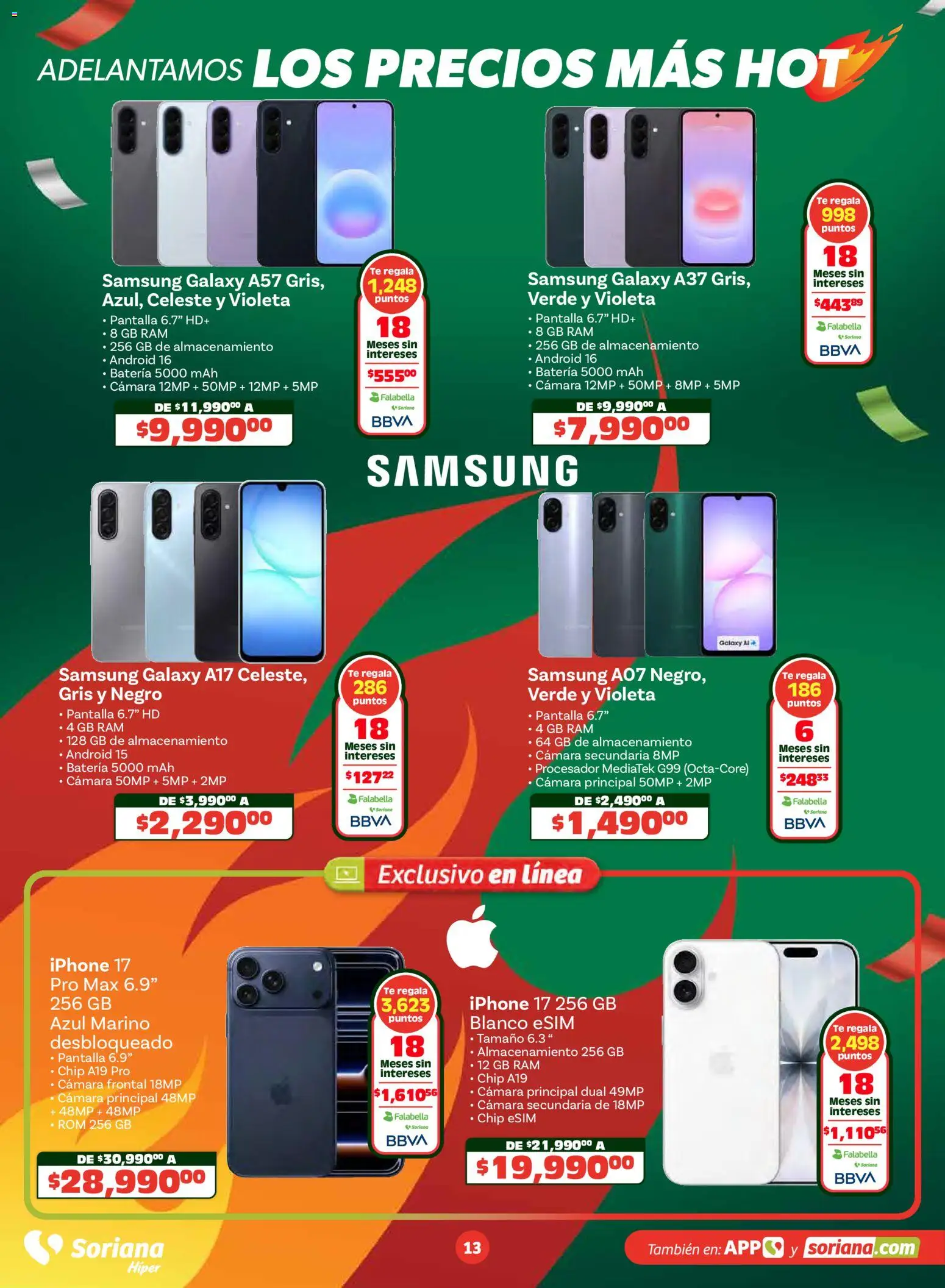Nuevas ofertas de Soriana válidas en toda la República Mexicana desde el 14.05.2026. ¡Encuentra las mejores ofertas en Soriana Adelantamos los precios más hot Híper Nacional! | Página: 13 | Productos: Cámara, Té, Batería