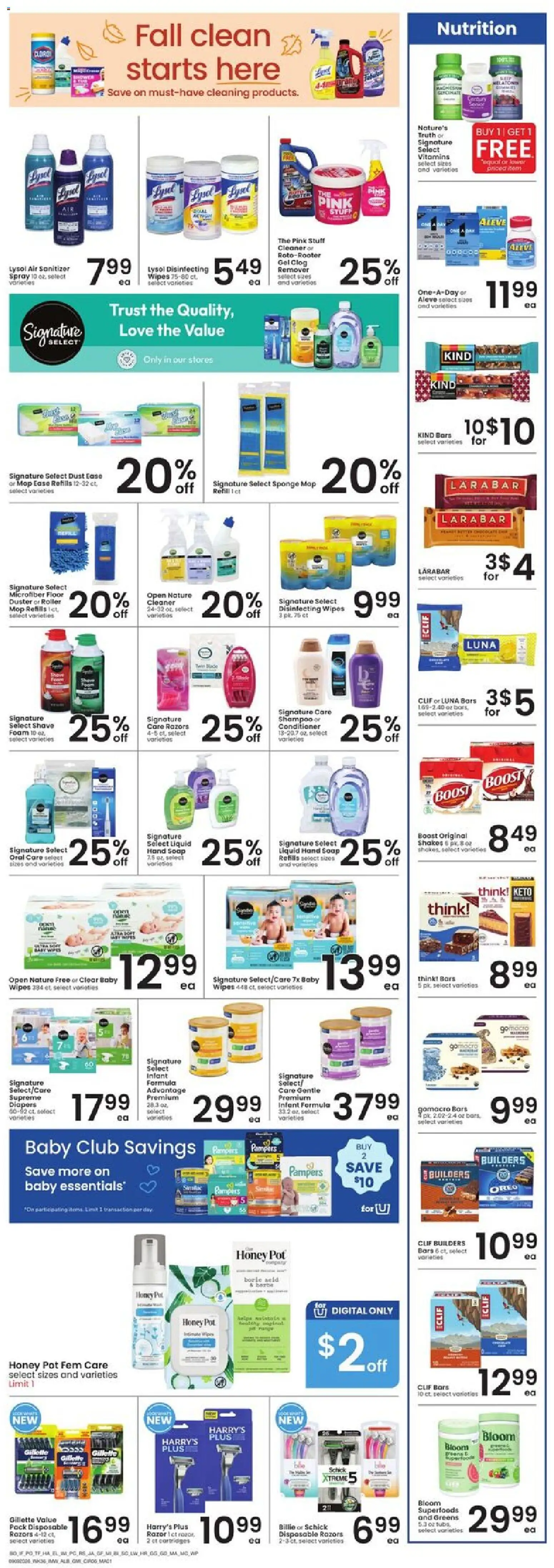 Albertsons Weekly Ad - valid from 09/09/2026 | Page: 7 | Products: Soap, Disinfecting wipes, Greens, Foam