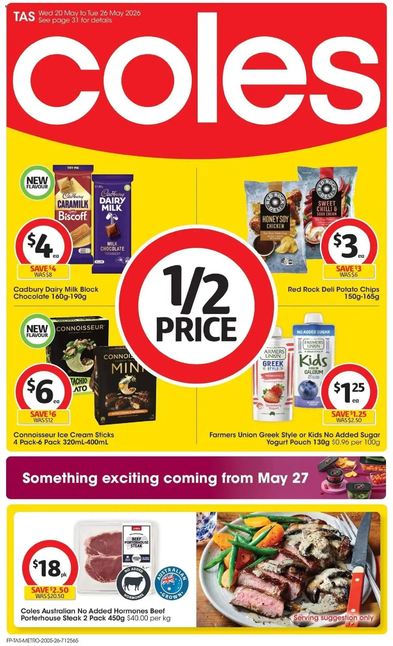 Coles catalogue - valid from 19.05.2026 | Page: 1 | Products: Beef, Chips, Sugar, Chilli