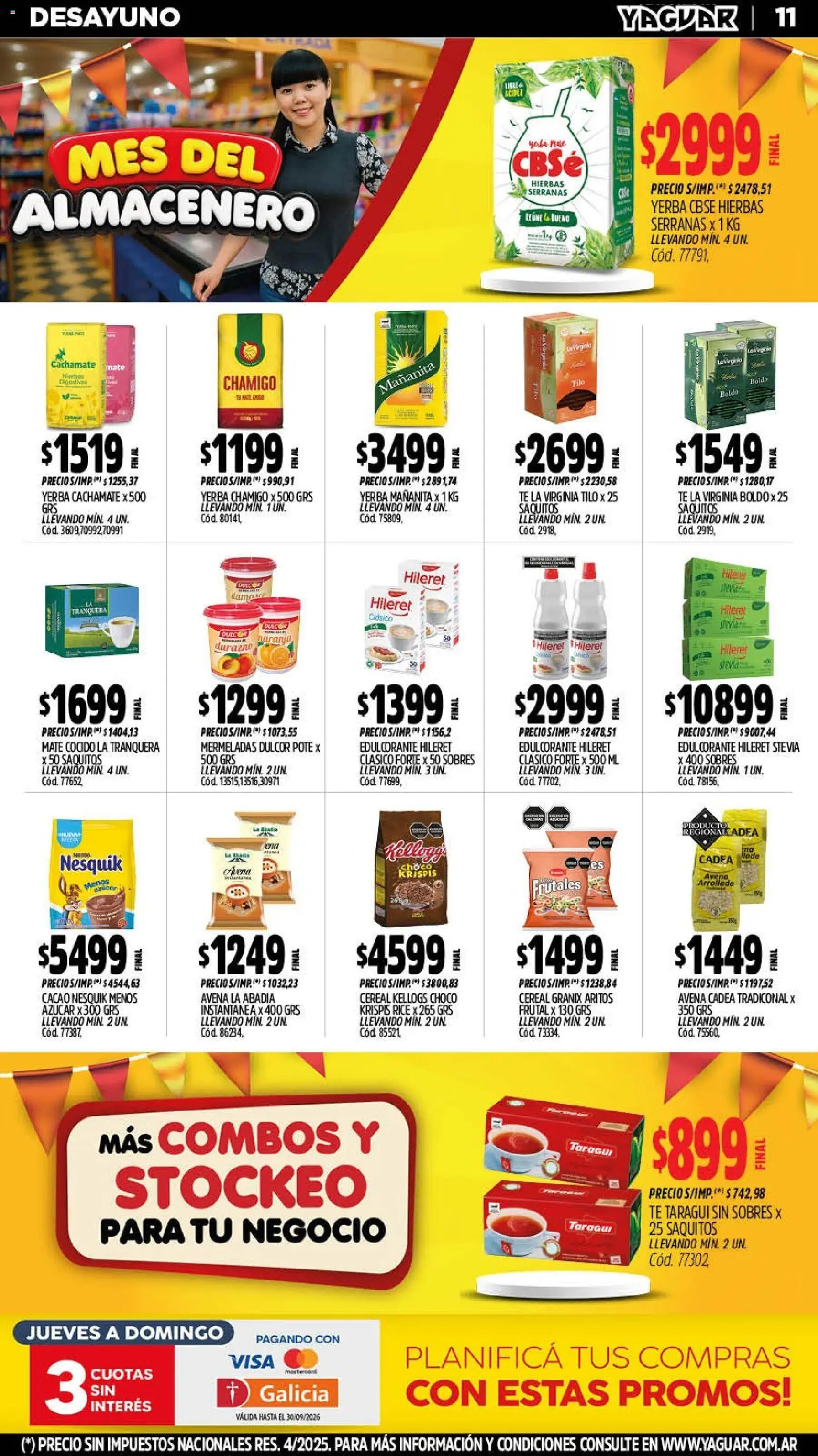 Yaguar - Oferta Semanal Mendoza │ válido desde el 14/09/2026 | Página: 11 | Productos: Mate, Azucar, Durazno, Cacao