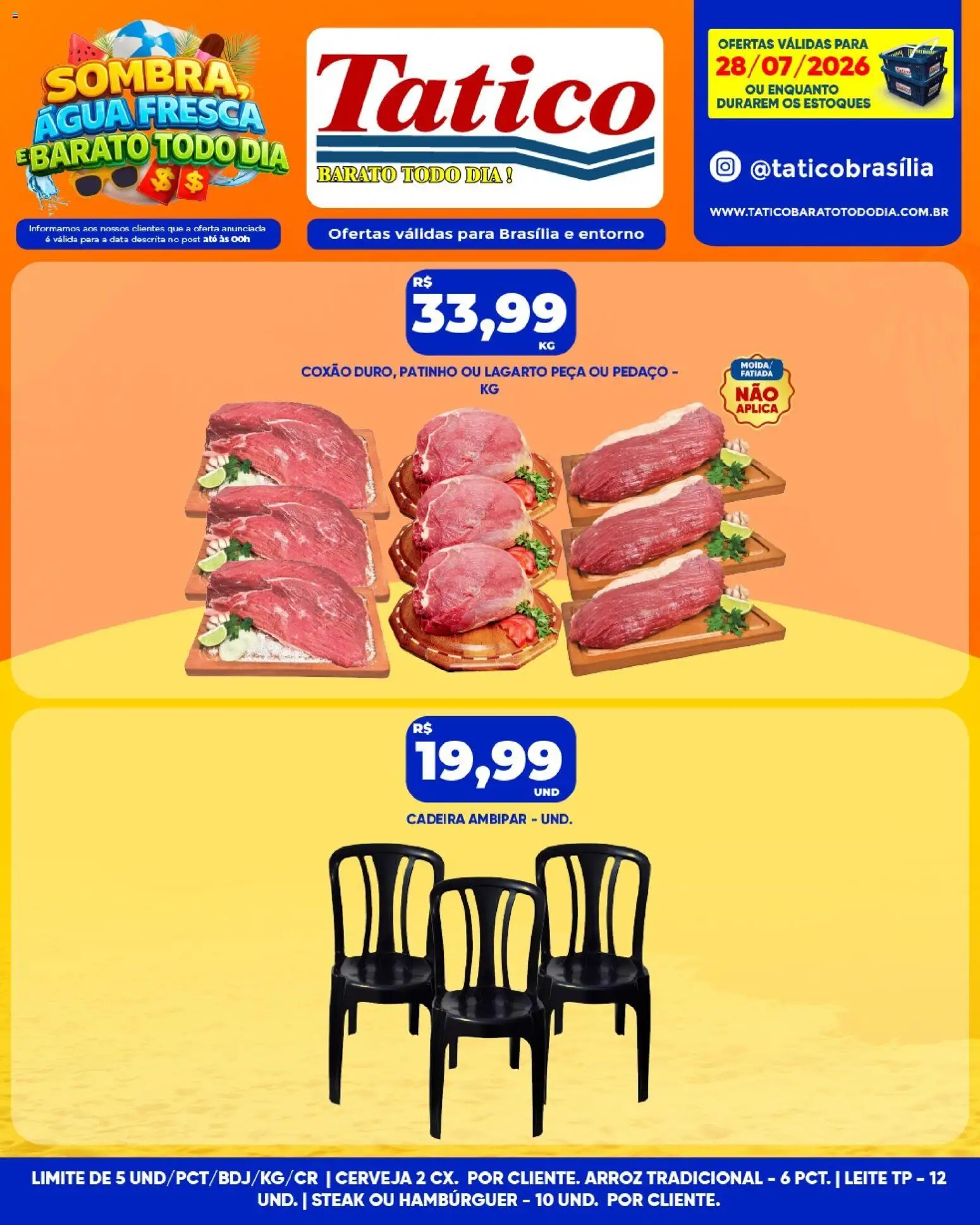 Tatico Folheto - válido de 29/07/2026 | Página: 34 | Produtos: Cadeira, Leite, Cerveja, Arroz