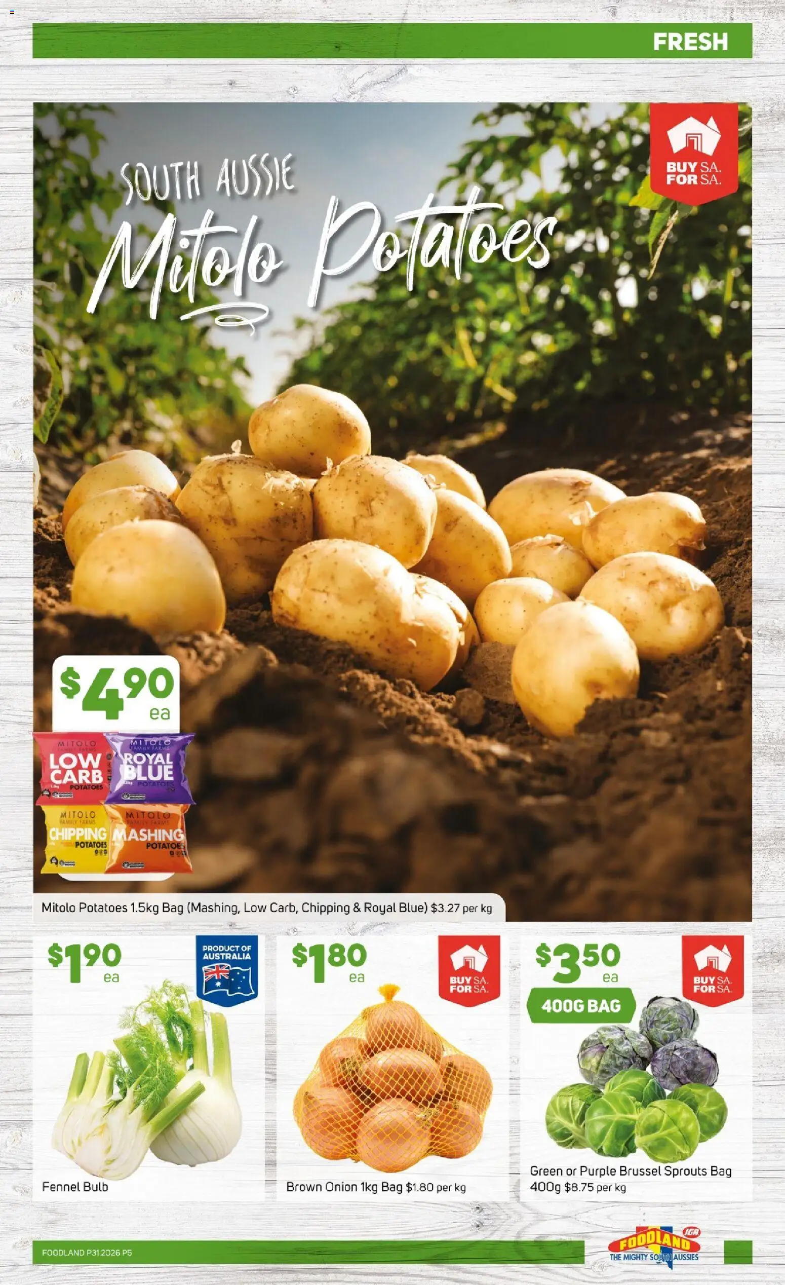 Foodland catalogue - valid from 29/07/2026 | Page: 5 | Products: Potatoes, Bulb, Bag