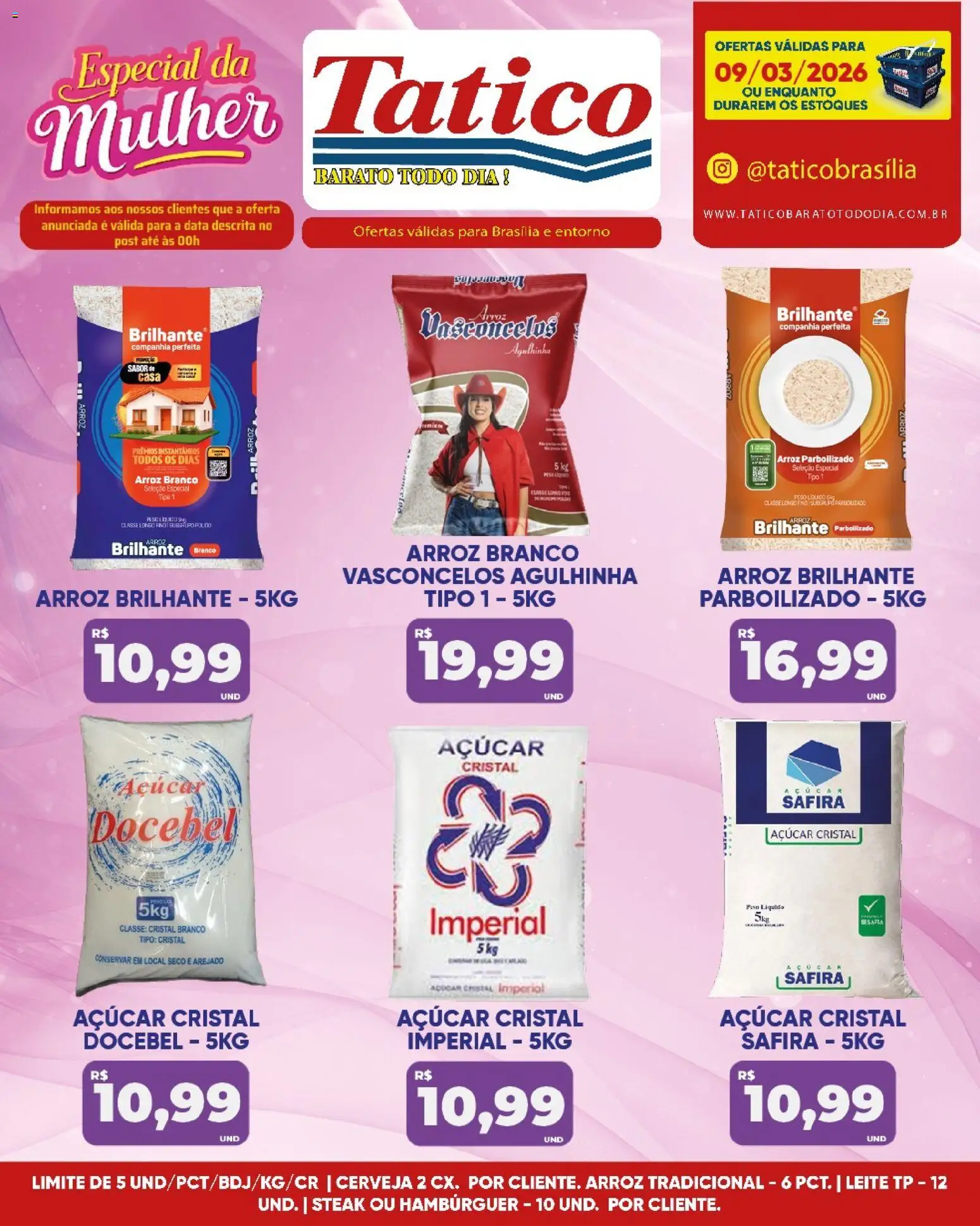 Tatico Folheto - válido de 09.03.2026 | Página: 1 | Produtos: Leite, Cerveja, Arroz, Hambúrguer