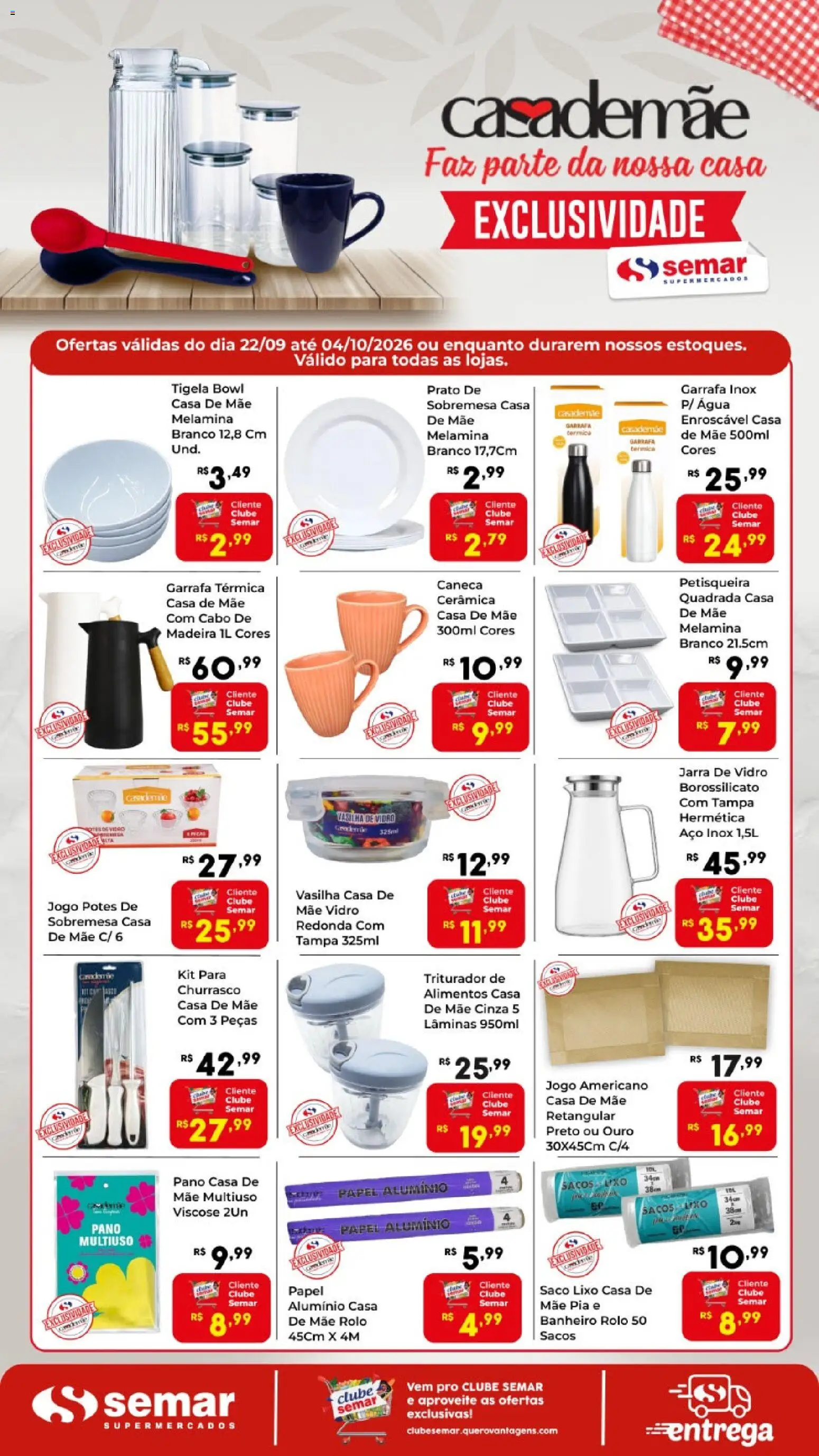Semar Supermercado Folheto - válido de 22/09/2026 | Página: 1 | Produtos: Sobremesa, Caneca, Jogo americano, Jarra