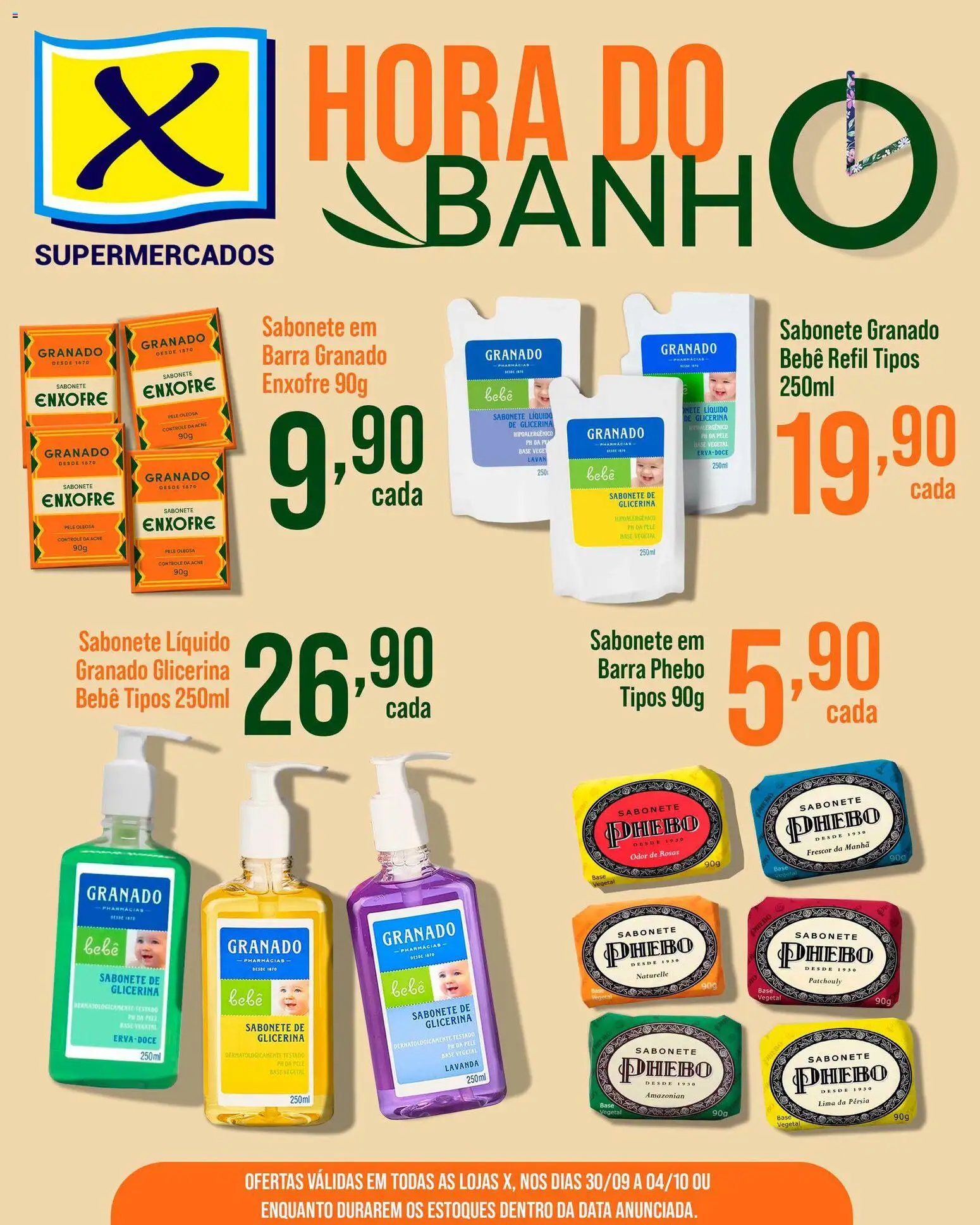 X Supermercados Folheto - válido de 30/09/2026 | Página: 1 | Produtos: Base, Sabonete, Doce, Sabonete líquido