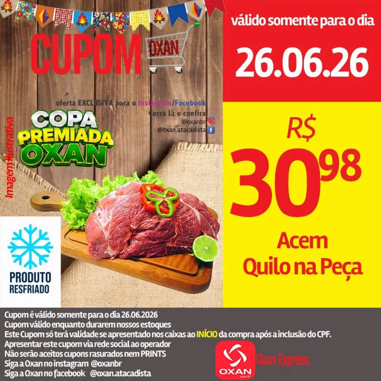 Oxan Atacadista Folheto - válido de 26/06/2026 | Página: 6 | Produtos: Acém, Copa