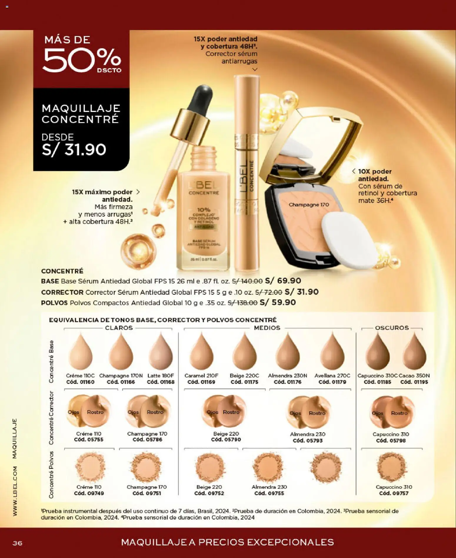 Catálogo L'Bel válido desde 09/09/2026 | Página: 36 | Productos: Cacao, Maquillaje, Corrector
