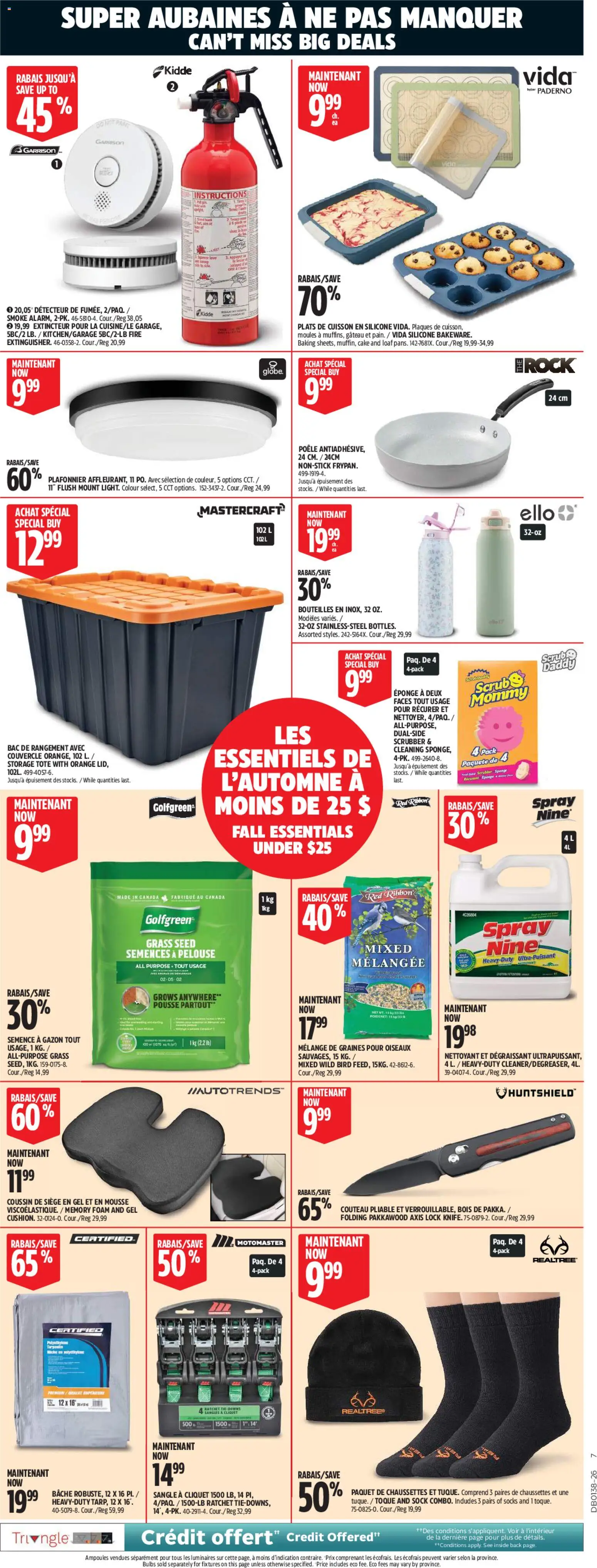 Canadian Tire flyer valid from Sep 17, 2026 | Page: 10 | Products: Scrubber, Foam, Cake, Socks