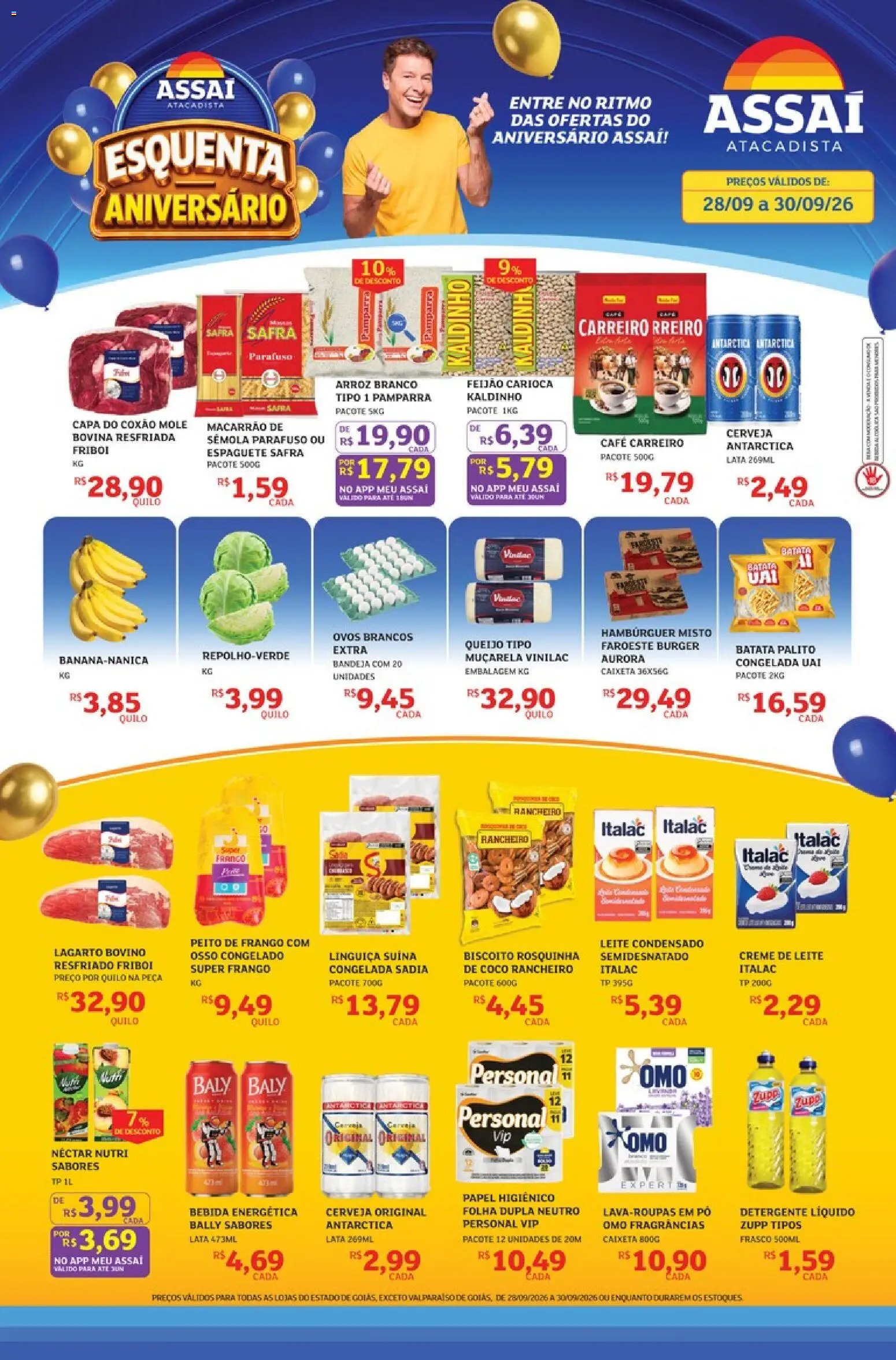 Assaí Atacadista Folheto - válido de 28/09/2026 | Página: 1 | Produtos: Espaguete, Ovos, Leite condensado, Papel higiênico