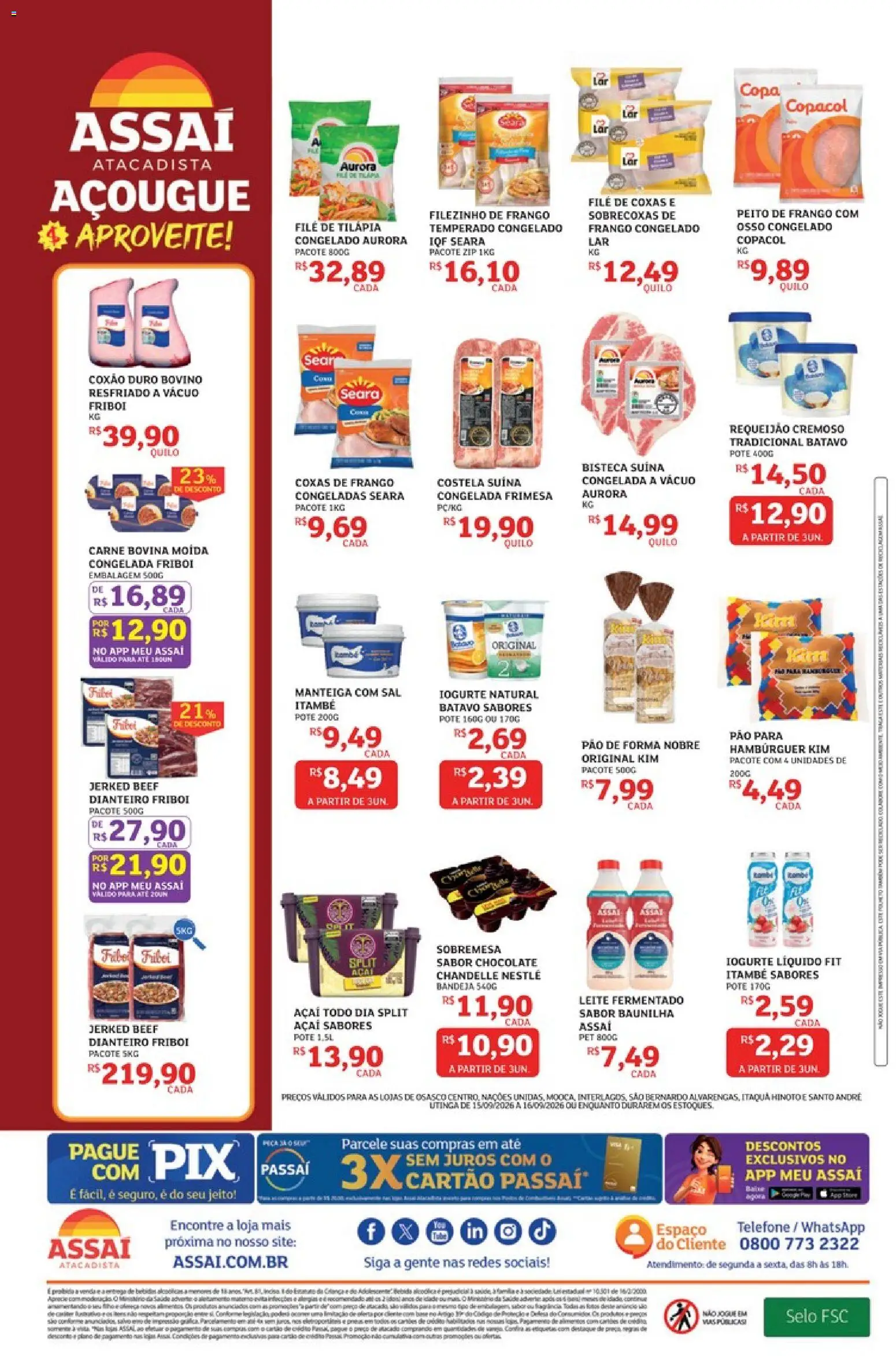 Assaí Atacadista Folheto - válido de 15/09/2026 | Página: 2 | Produtos: Sobremesa, Coxão duro, Requeijão, Peito de frango