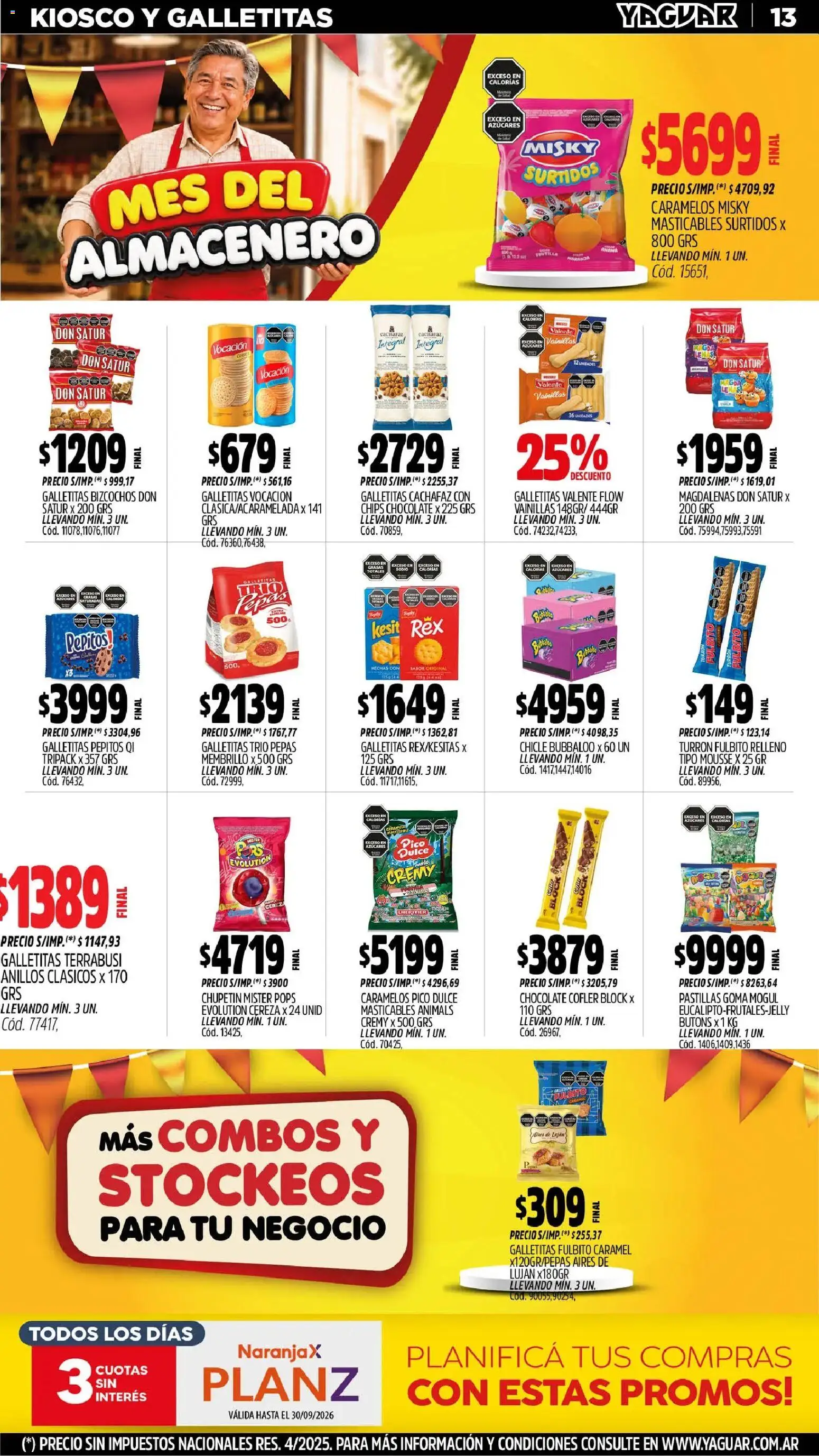 Yaguar - Oferta Semanal Santa Fé │ válido desde el 31/08/2026 | Página: 13 | Productos: Pico, Dulce, Turrón, Bizcochos