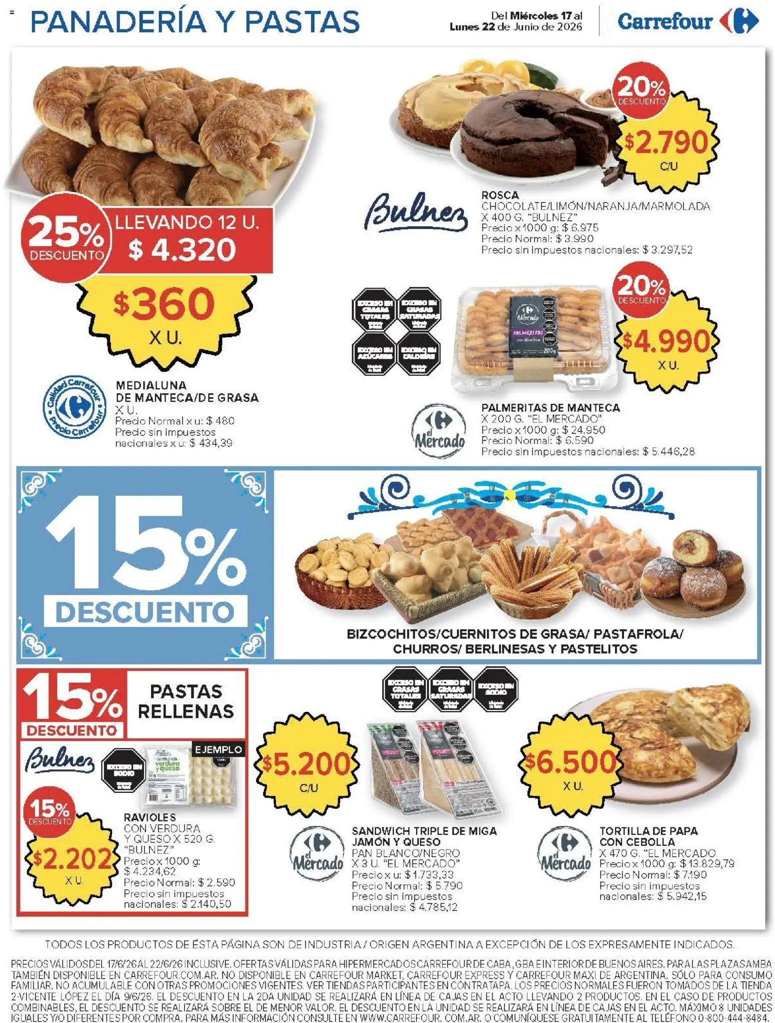 Carrefour ofertas │ válido desde el 17.06.2026 | Página: 16 | Productos: Cebolla, Manteca, Queso, Ravioles