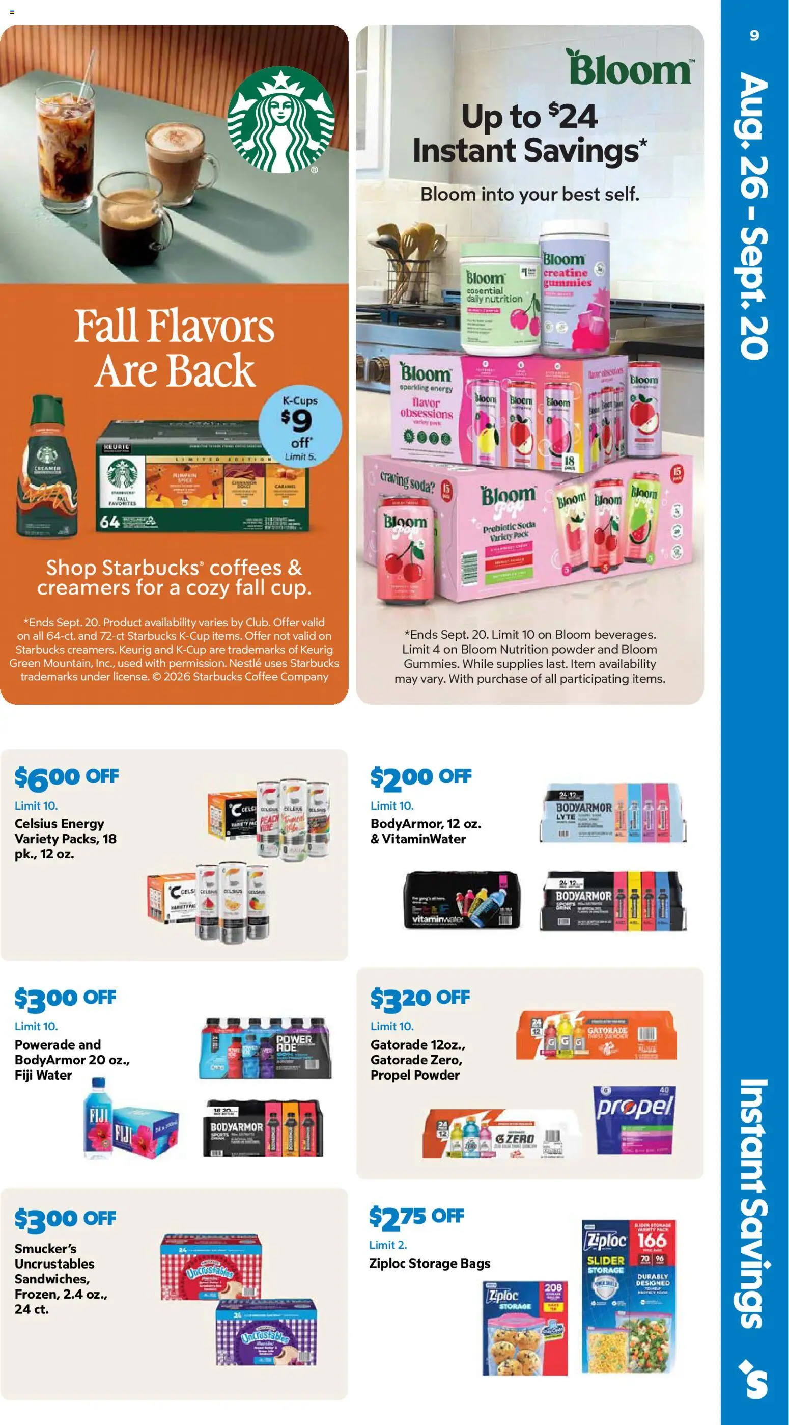 Sam's Club Weekly Ad - valid from 08/26/2026 | Page: 9 | Products: Creatine, Powder, Coffee, Water