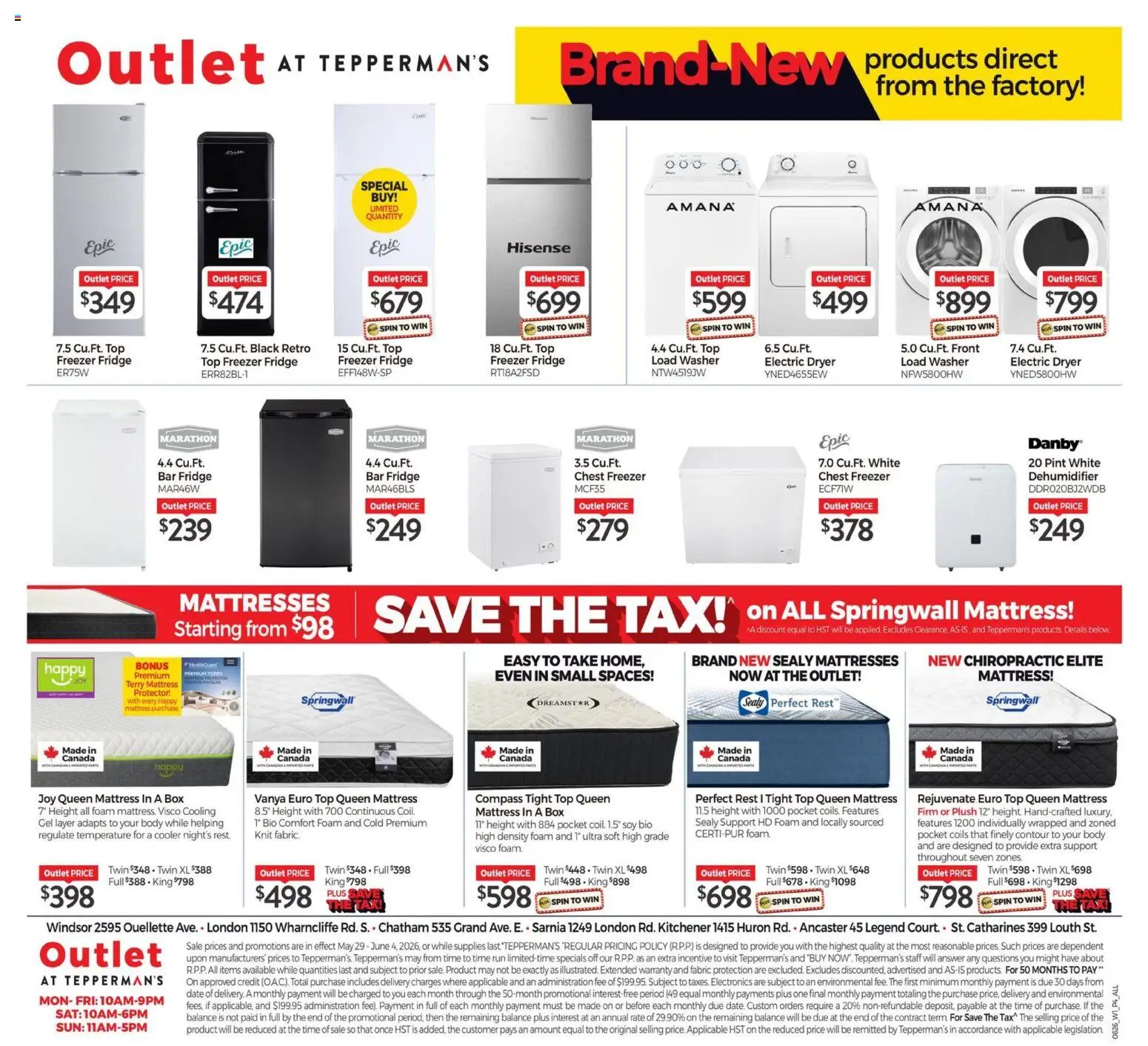 Tepperman's flyer valid from 29.05.2026 | Page: 4 | Products: Freezer, Dryer, Mattress, Box