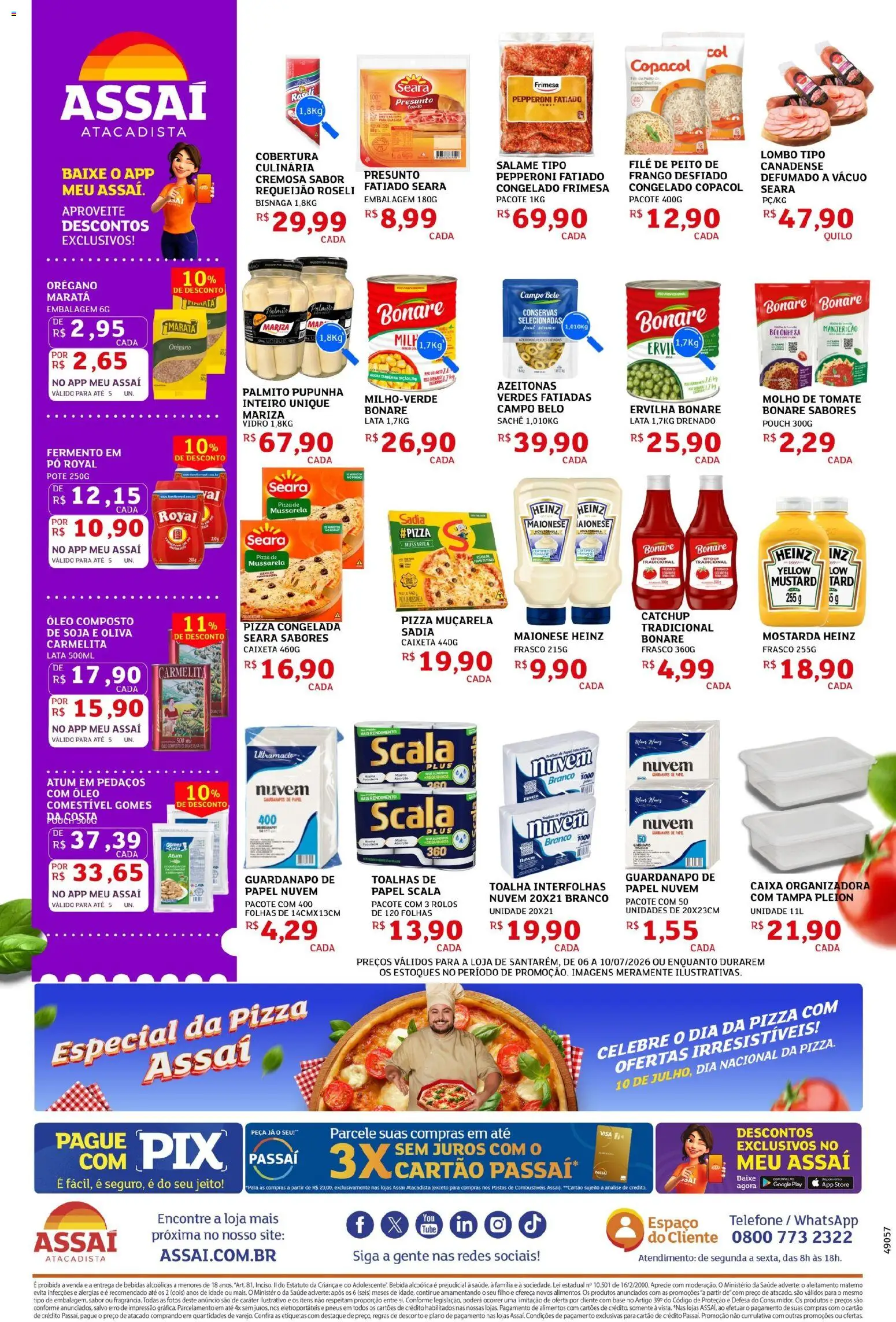 Assaí Atacadista Folheto - válido de 06/07/2026 | Página: 2 | Produtos: Palmito, Pizza, Pneus, Orégano