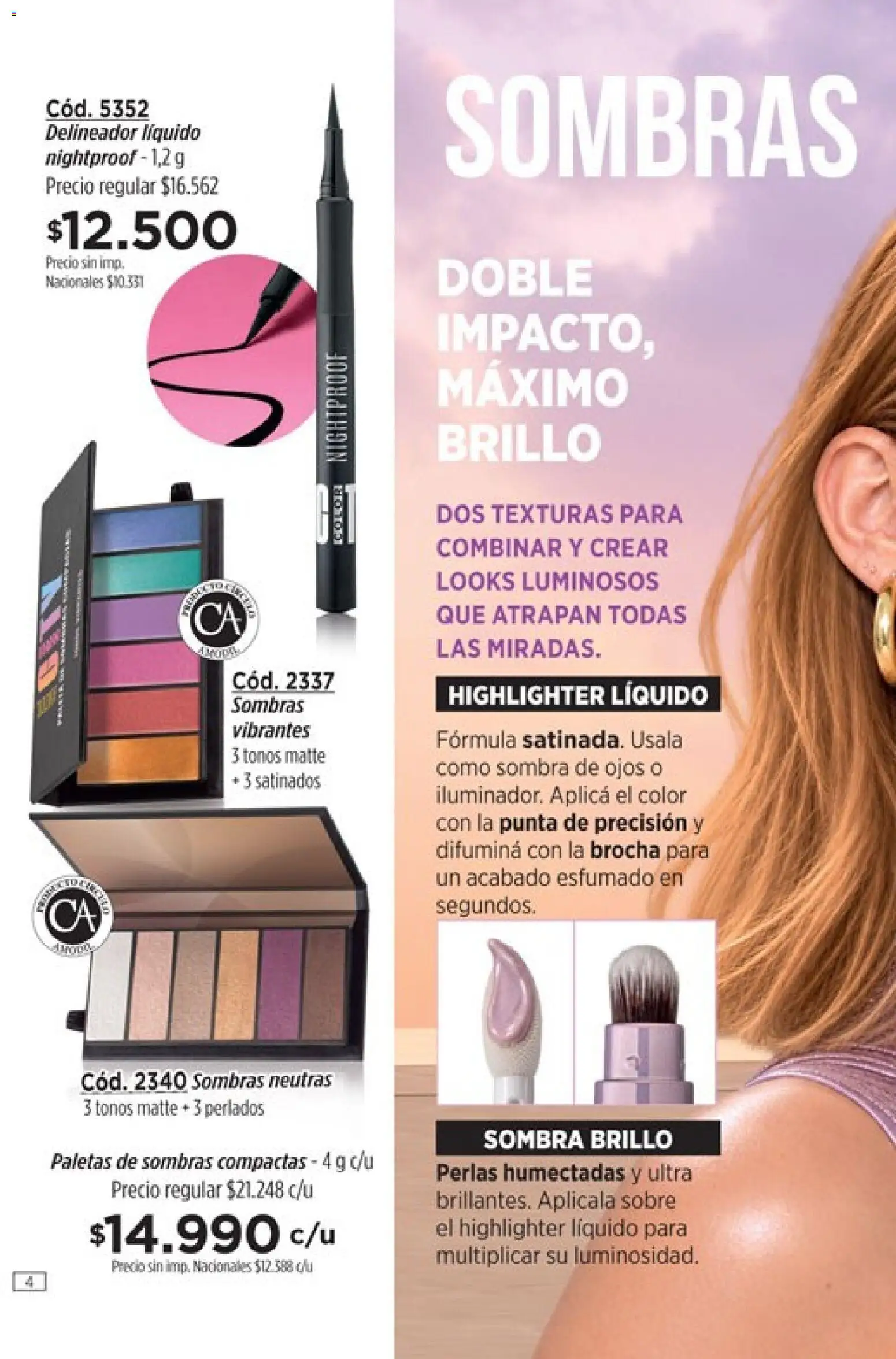 Catálogo Amodil Campaña 16 │ válido desde el 19/09/2026 | Página: 4 | Productos: Paletas, Sombra, Delineador, Brillo