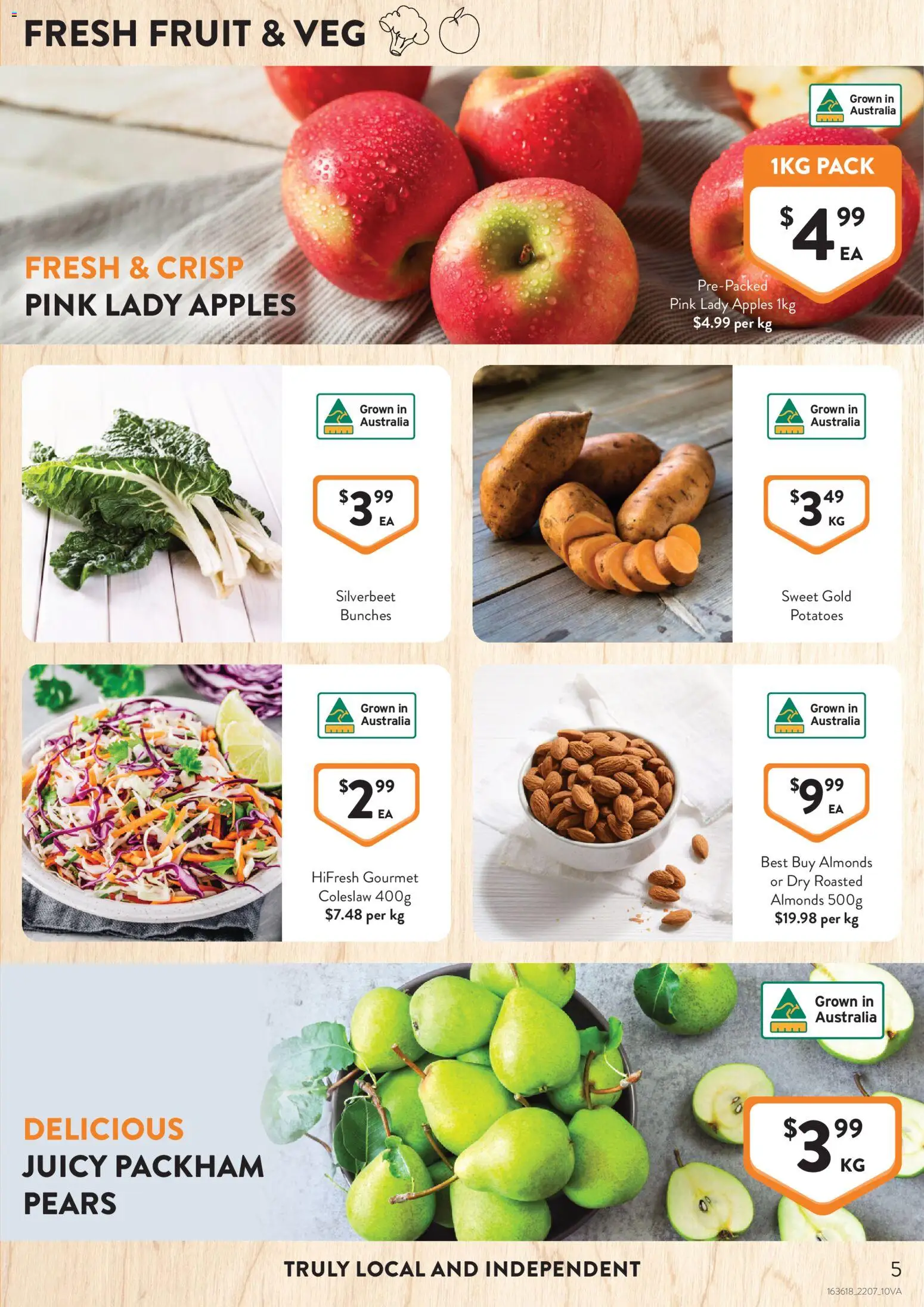 Foodworks catalogue - valid from 22/07/2026 | Page: 5 | Products: Almonds, Apples, Potatoes