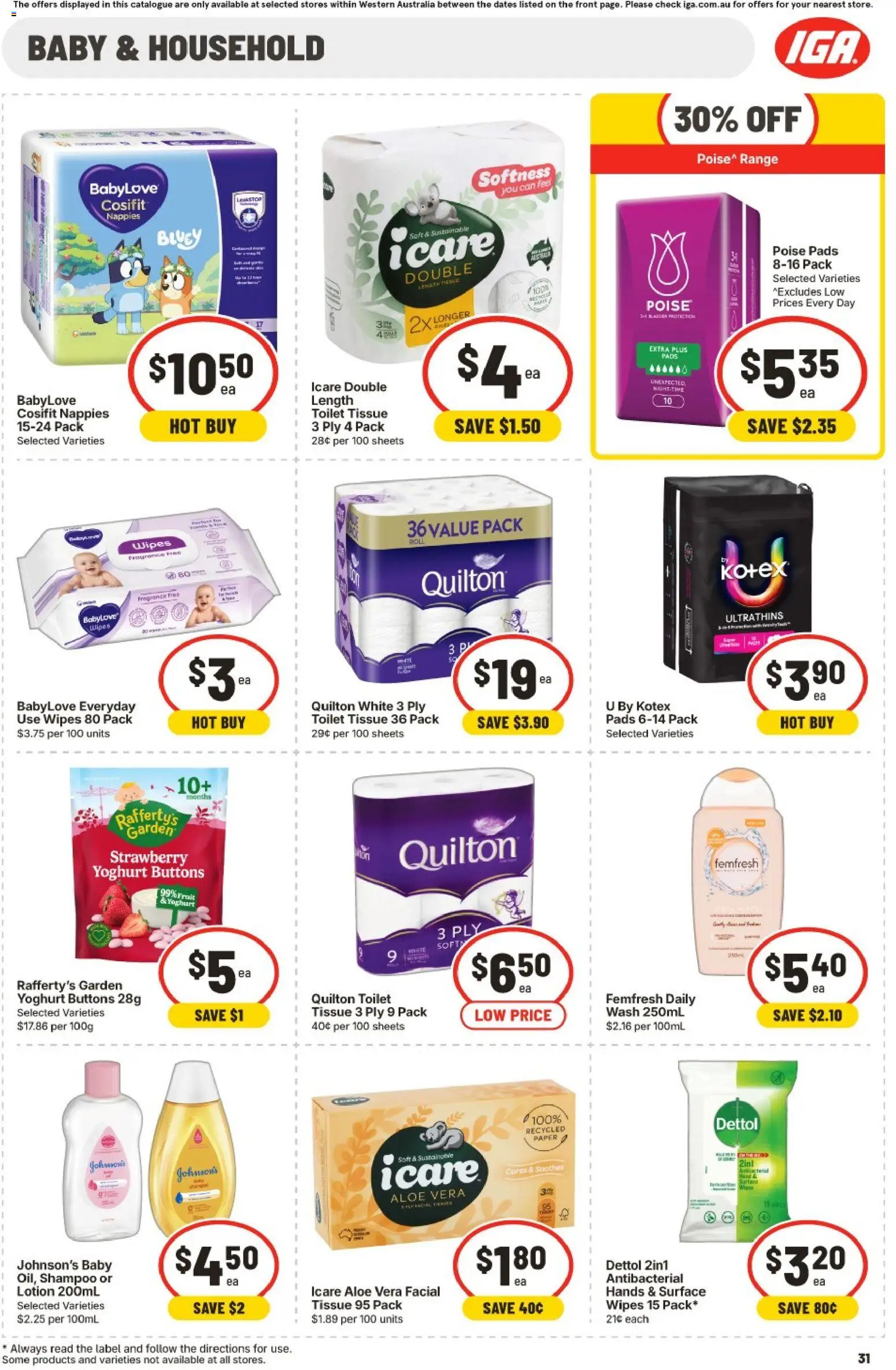 IGA catalogue - valid from 30/09/2026 | Page: 31 | Products: Toilet, Household, Lotion, Aloe vera