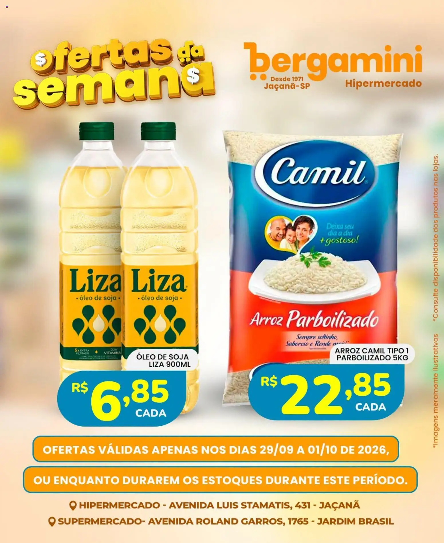 Supermercado Bergamini Folheto - válido de 29/09/2026 | Página: 5 | Produtos: Arroz parboilizado, Óleo, Arroz, Soja