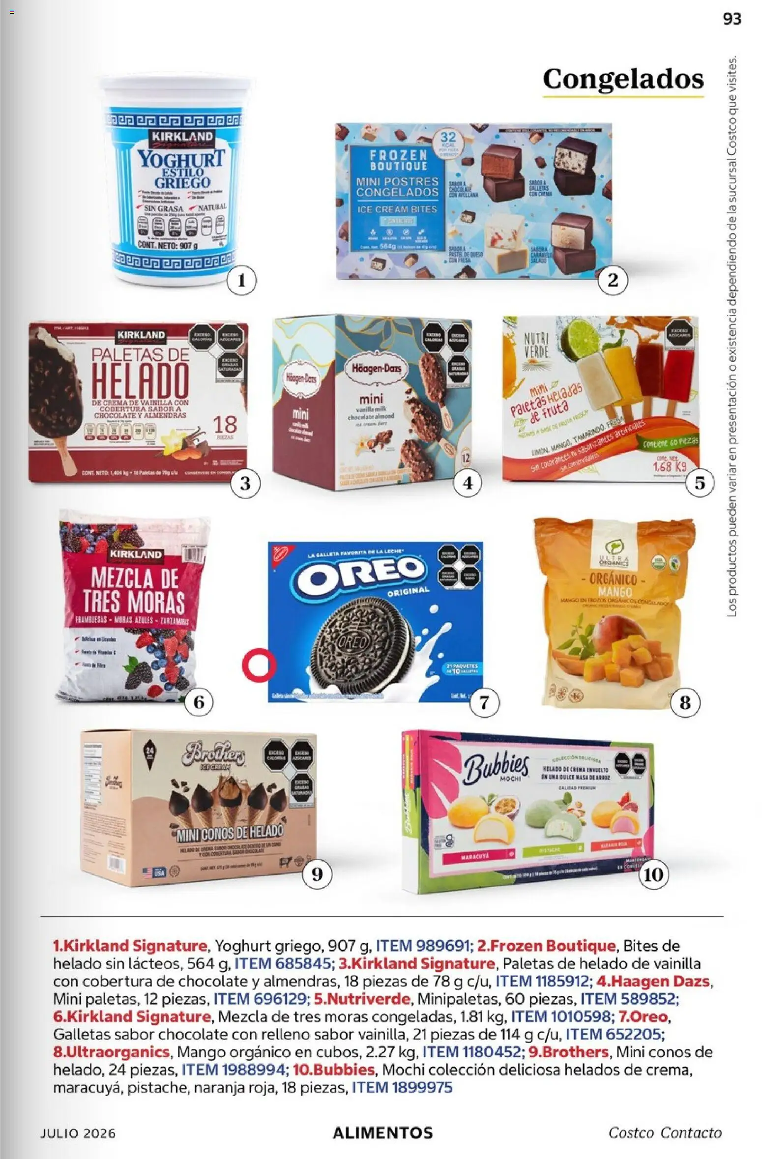 Nuevas ofertas de Costco válidas en toda la República Mexicana desde el 01/07/2026. ¡Encuentra las mejores ofertas en Costco Revista Julio 2026! | Página: 93 | Productos: Crema, Mango, Queso, Galletas