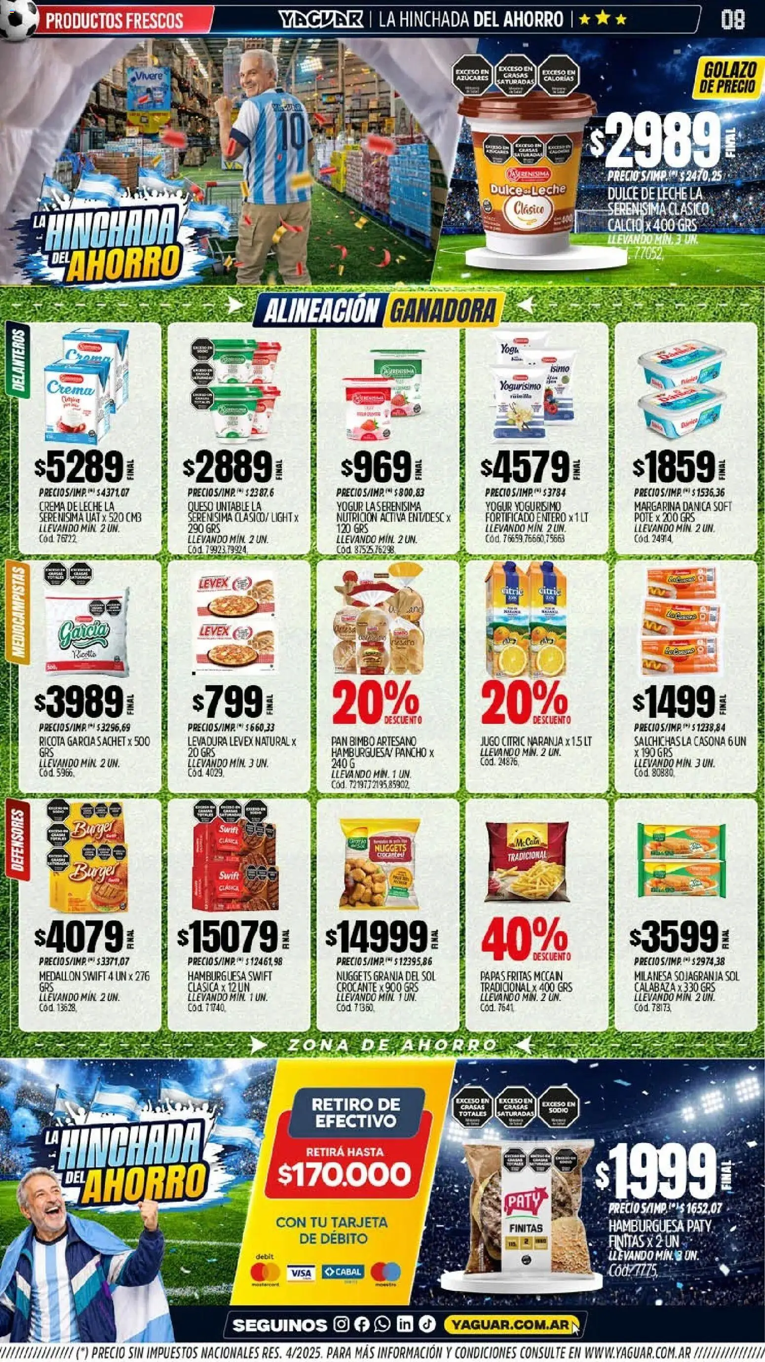 Yaguar - Oferta Semanal Córdoba │ válido desde el 08.06.2026 | Página: 8 | Productos: Dulce de leche, Jugo, Margarina, Crema