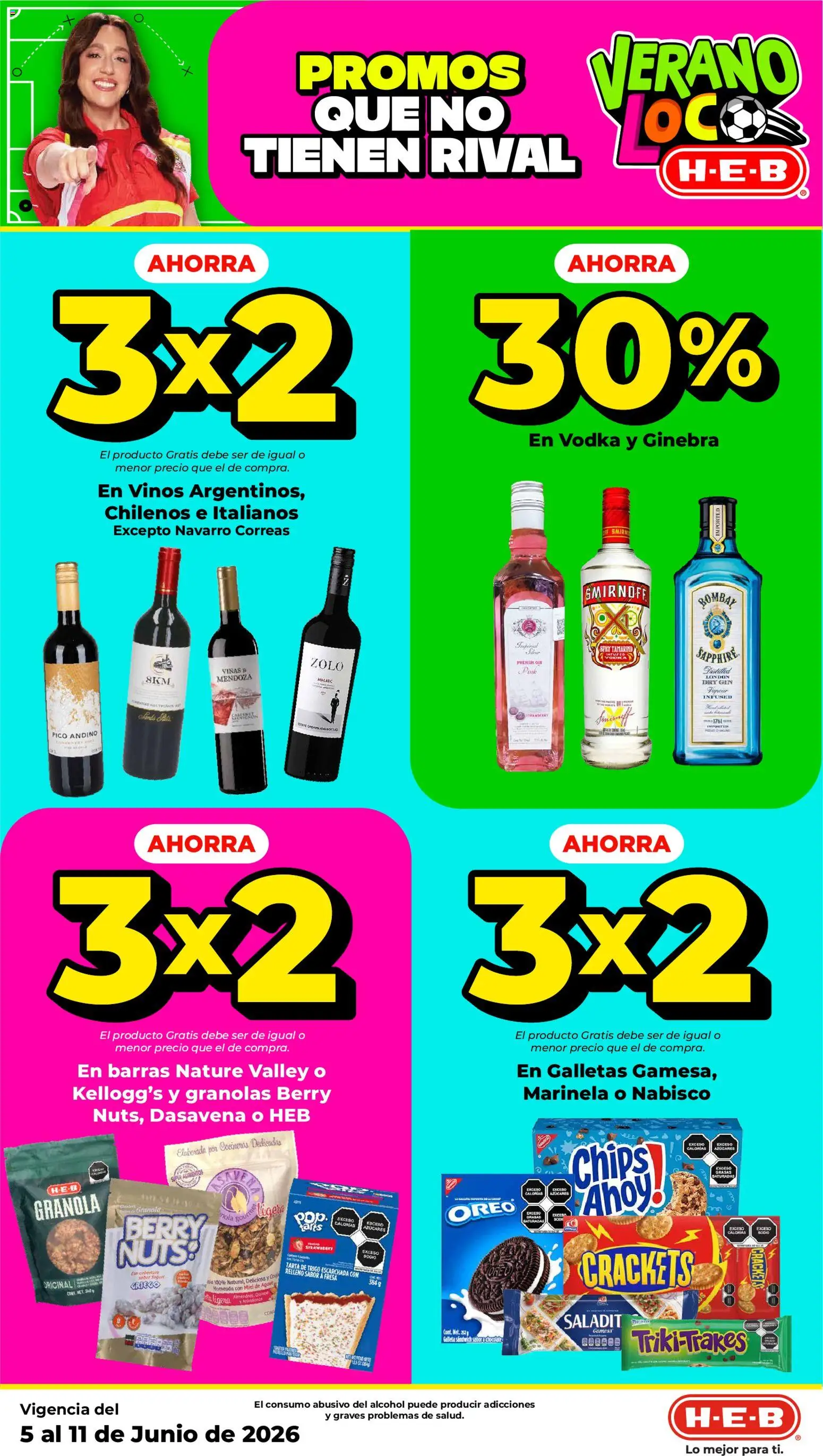 Nuevas ofertas de H-E-B válidas en toda la República Mexicana desde el 05.06.2026. ¡Encuentra las mejores ofertas en H-E-B folleto! | Página: 3 | Productos: Ginebra, Galletas, Pico, Vodka