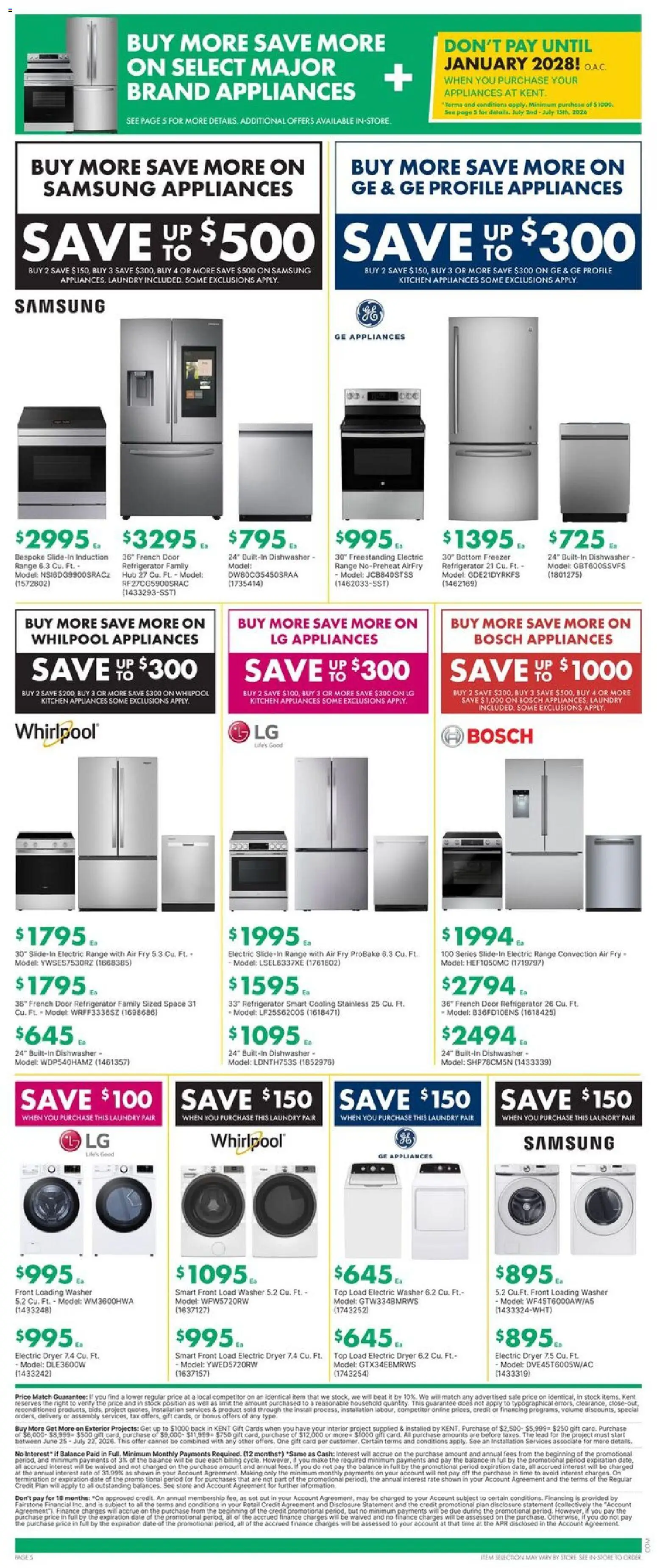 Kent flyer valid from Jul 2, 2026 | Page: 8 | Products: Refrigerator, Freezer, Dryer, Dishwasher