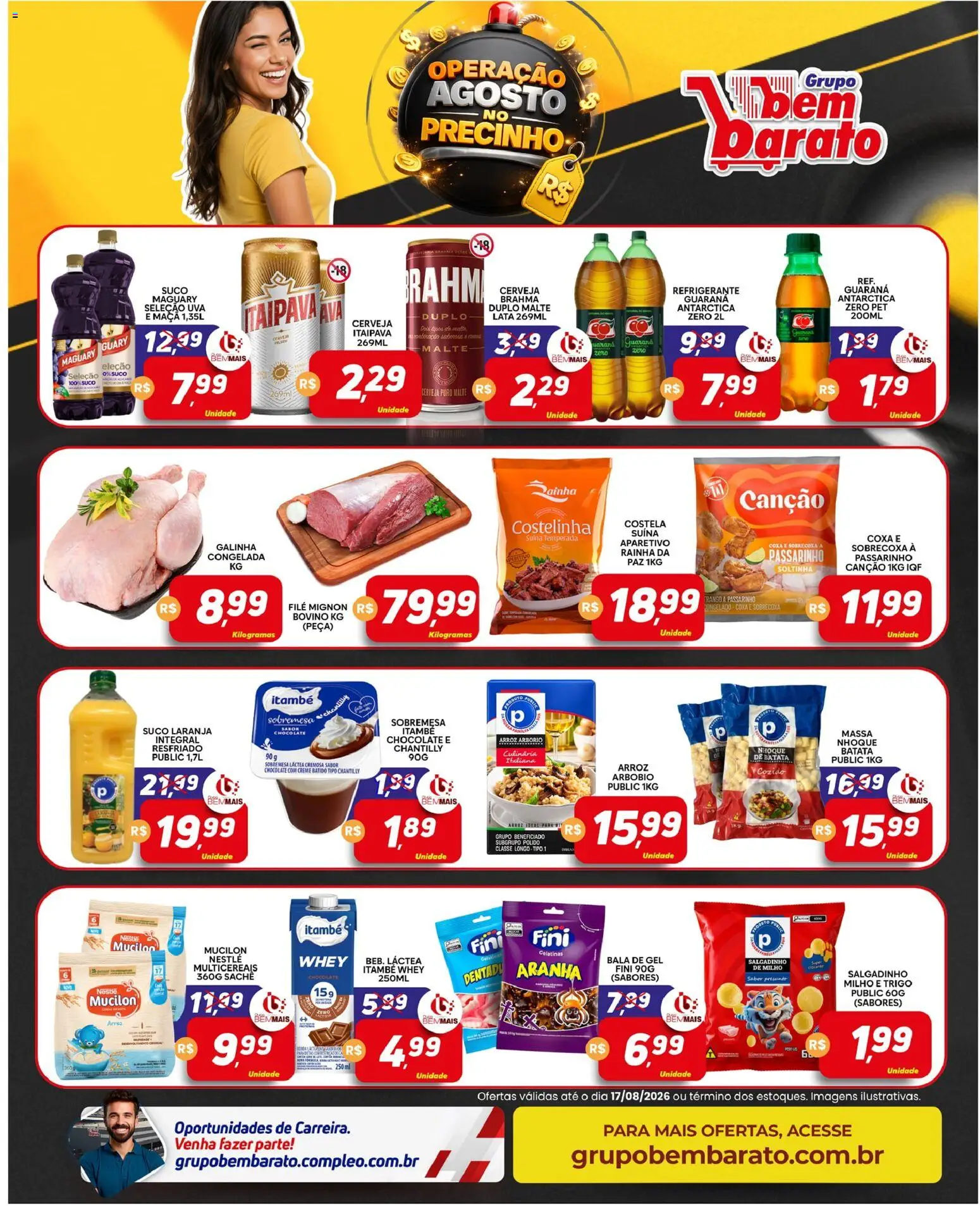 Supermercado Bem Barato Folheto - válido de 11/08/2026 | Página: 3 | Produtos: Suco, Refrigerante, Mucilon, Galinha congelada