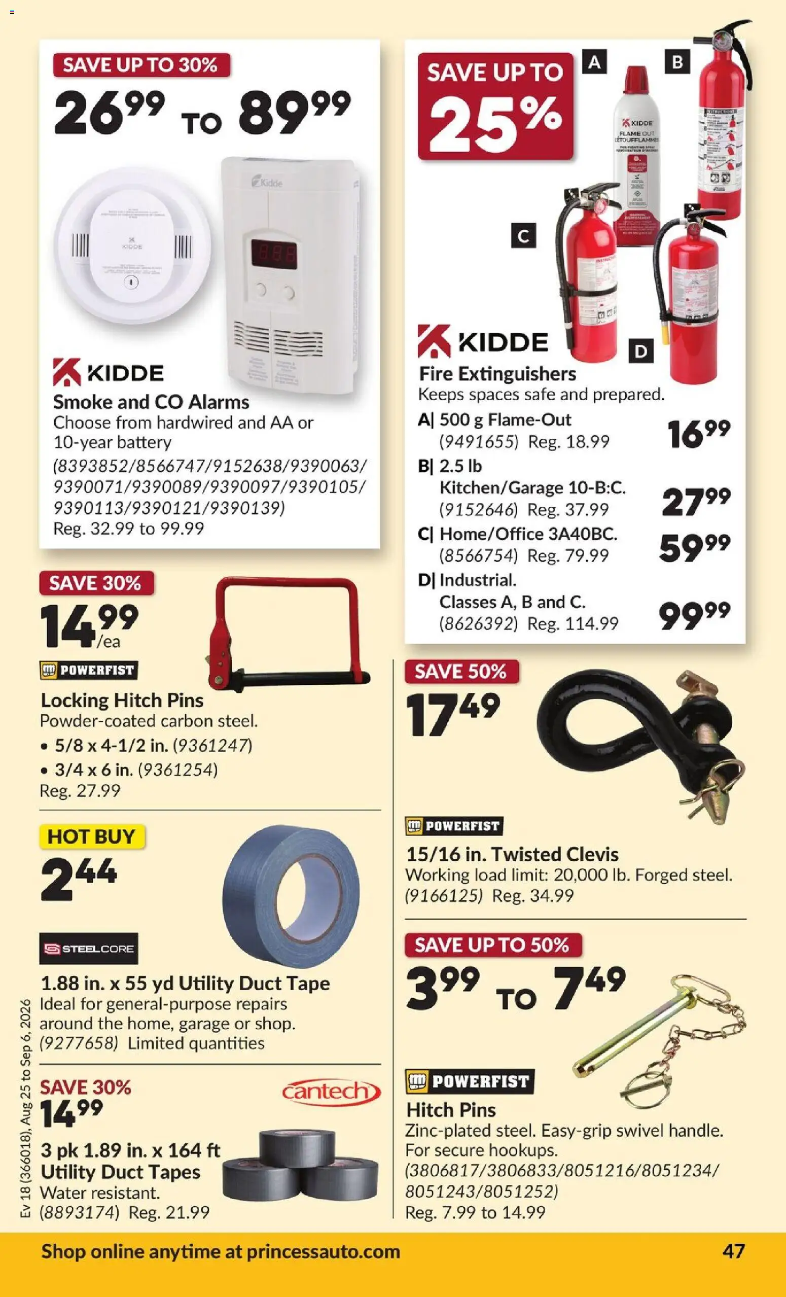 Princess Auto flyer valid from Aug 25, 2026 | Page: 48 | Products: Water, Battery