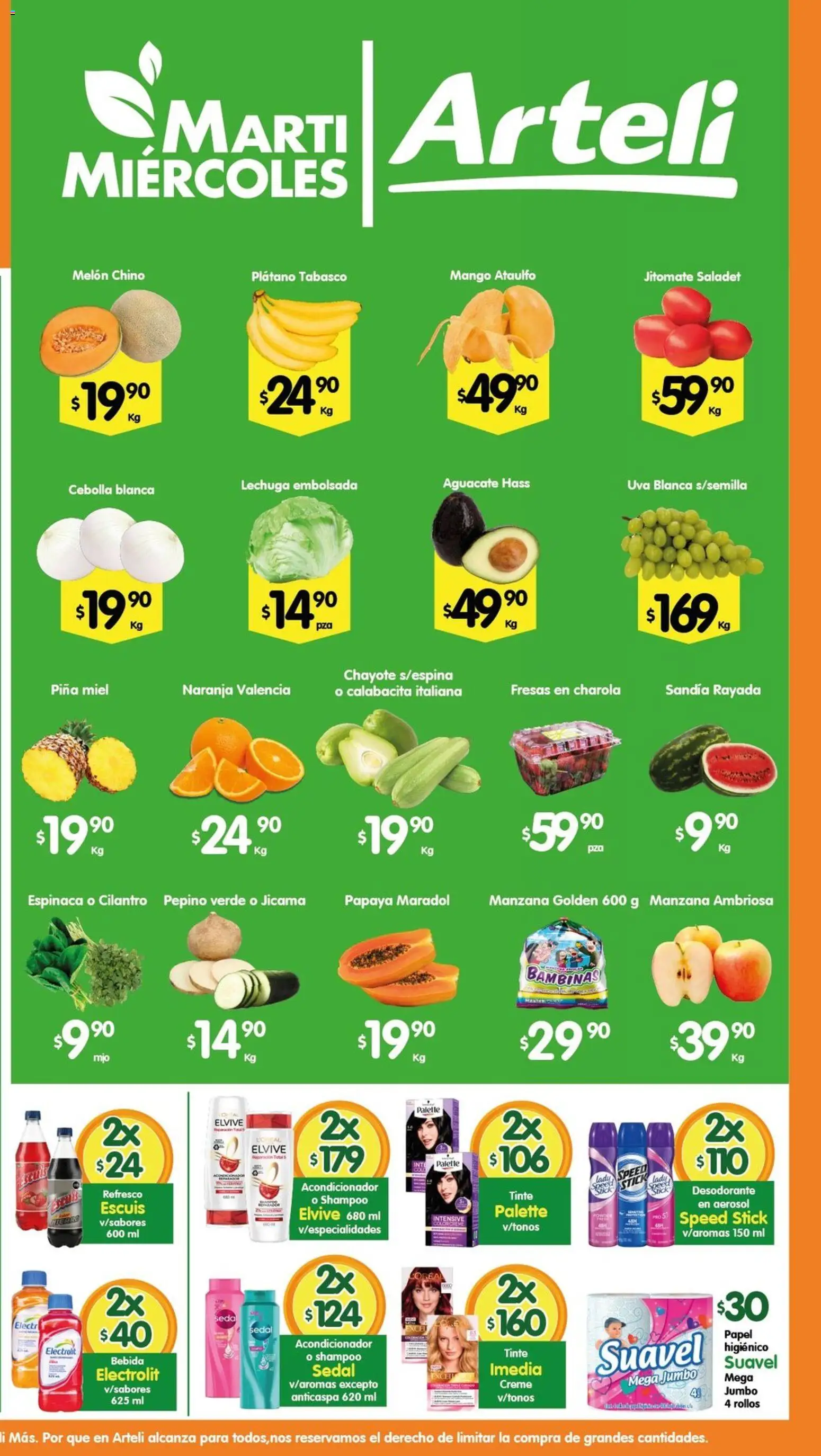 Nuevas ofertas de Arteli válidas en toda la República Mexicana desde el 05.05.2026. ¡Encuentra las mejores ofertas en Arteli folleto! | Página: 2 | Productos: Desodorante, Plátano, Aguacate, Espinaca